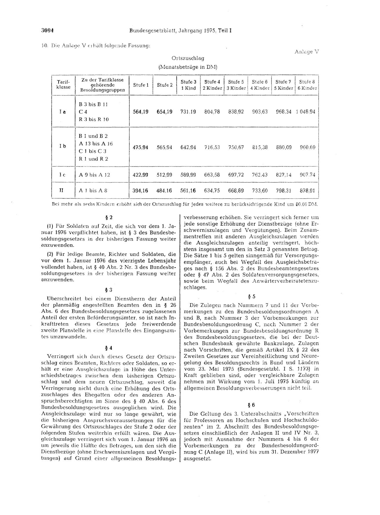 BGBl. 1975, Seite 3094 — Originalseite als Abbildung