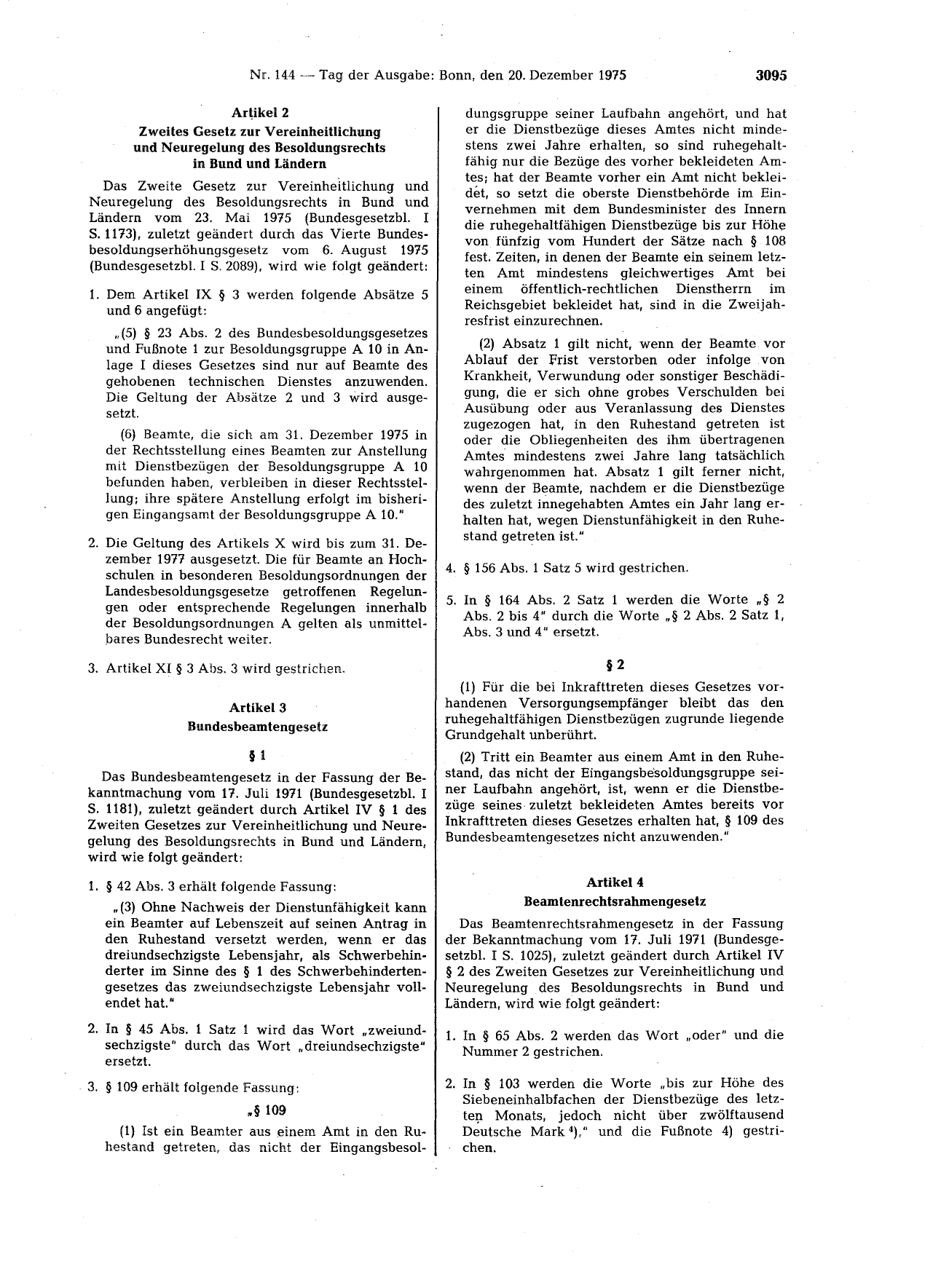 BGBl. 1975, Seite 3095 — Originalseite als Abbildung