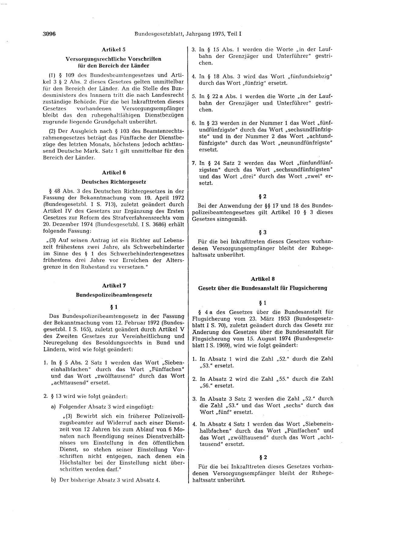 BGBl. 1975, Seite 3096 — Originalseite als Abbildung