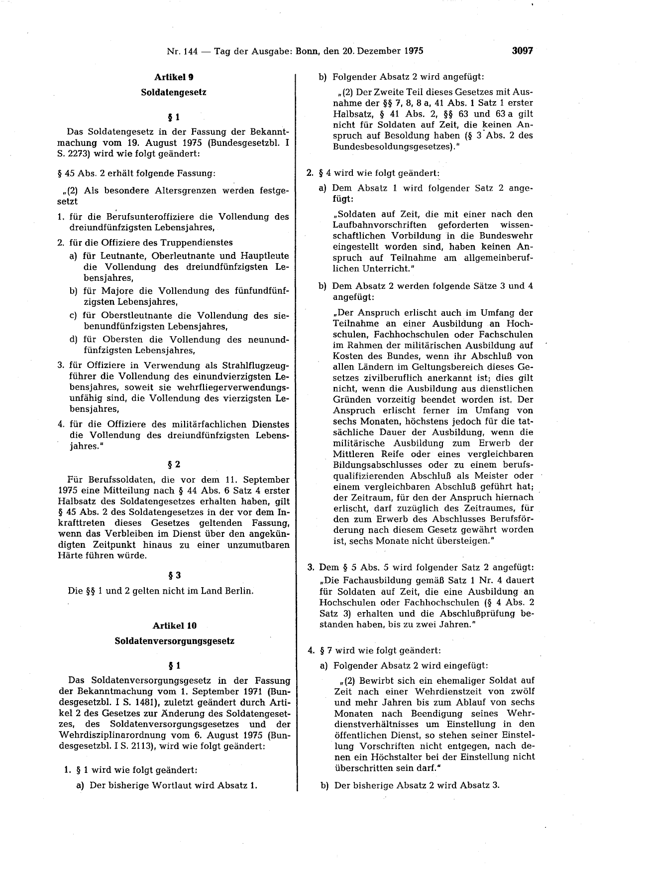 BGBl. 1975, Seite 3097 — Originalseite als Abbildung