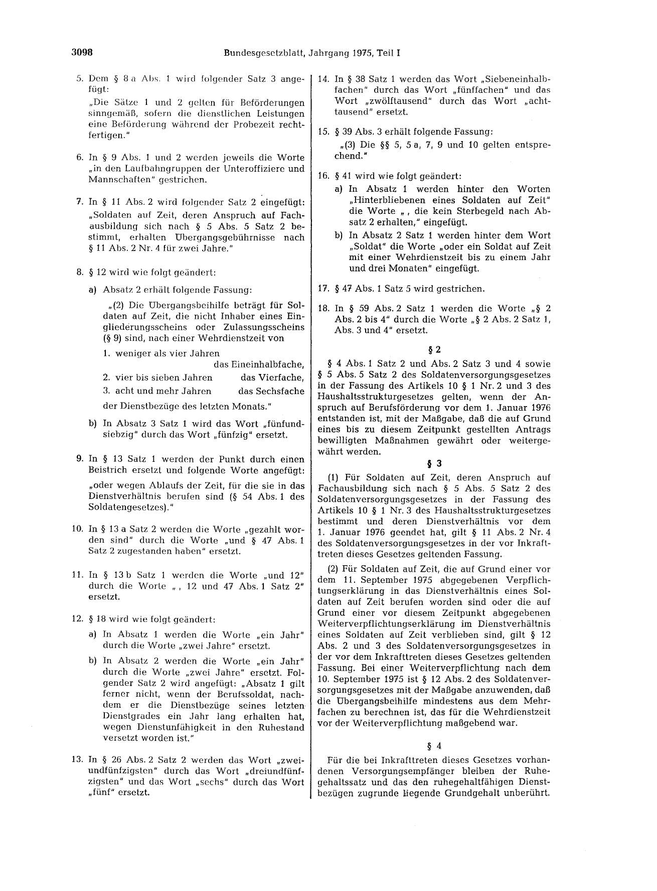 BGBl. 1975, Seite 3098 — Originalseite als Abbildung
