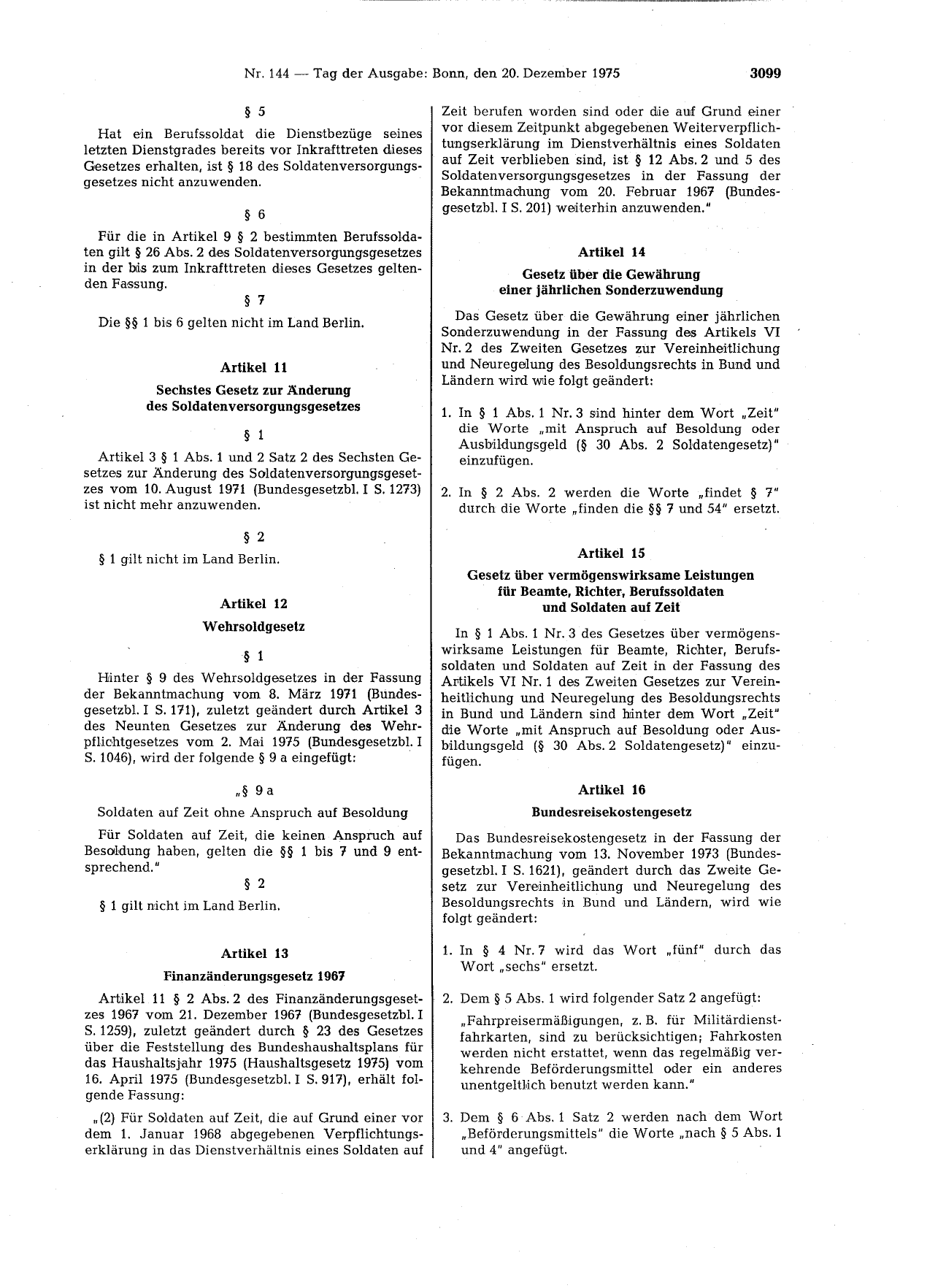 BGBl. 1975, Seite 3099 — Originalseite als Abbildung