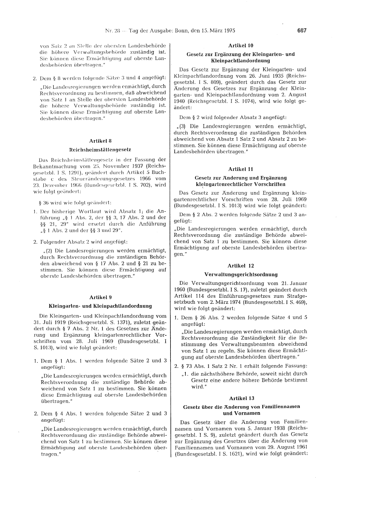 BGBl. 1975, Seite 687 — Originalseite als Abbildung