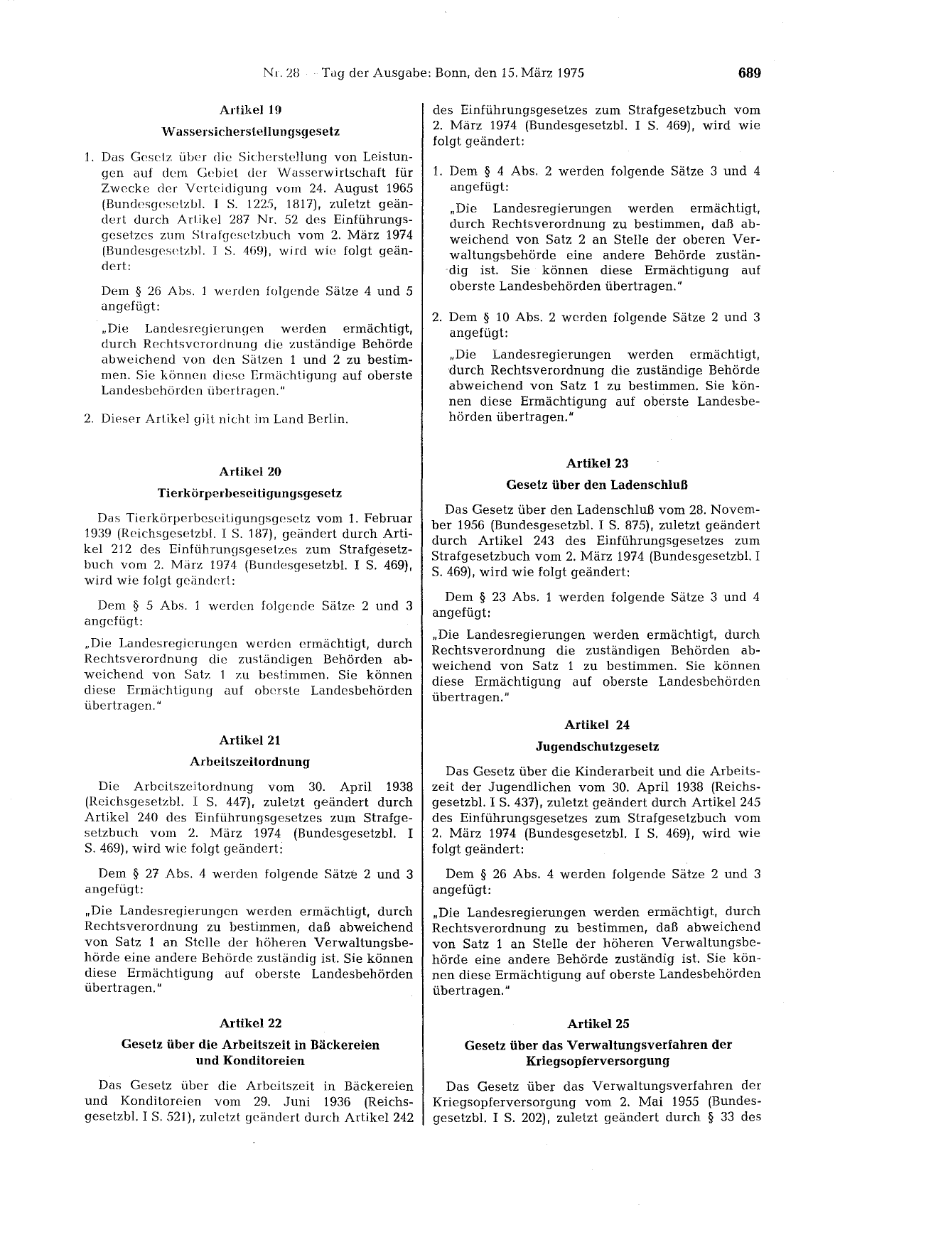 BGBl. 1975, Seite 689 — Originalseite als Abbildung