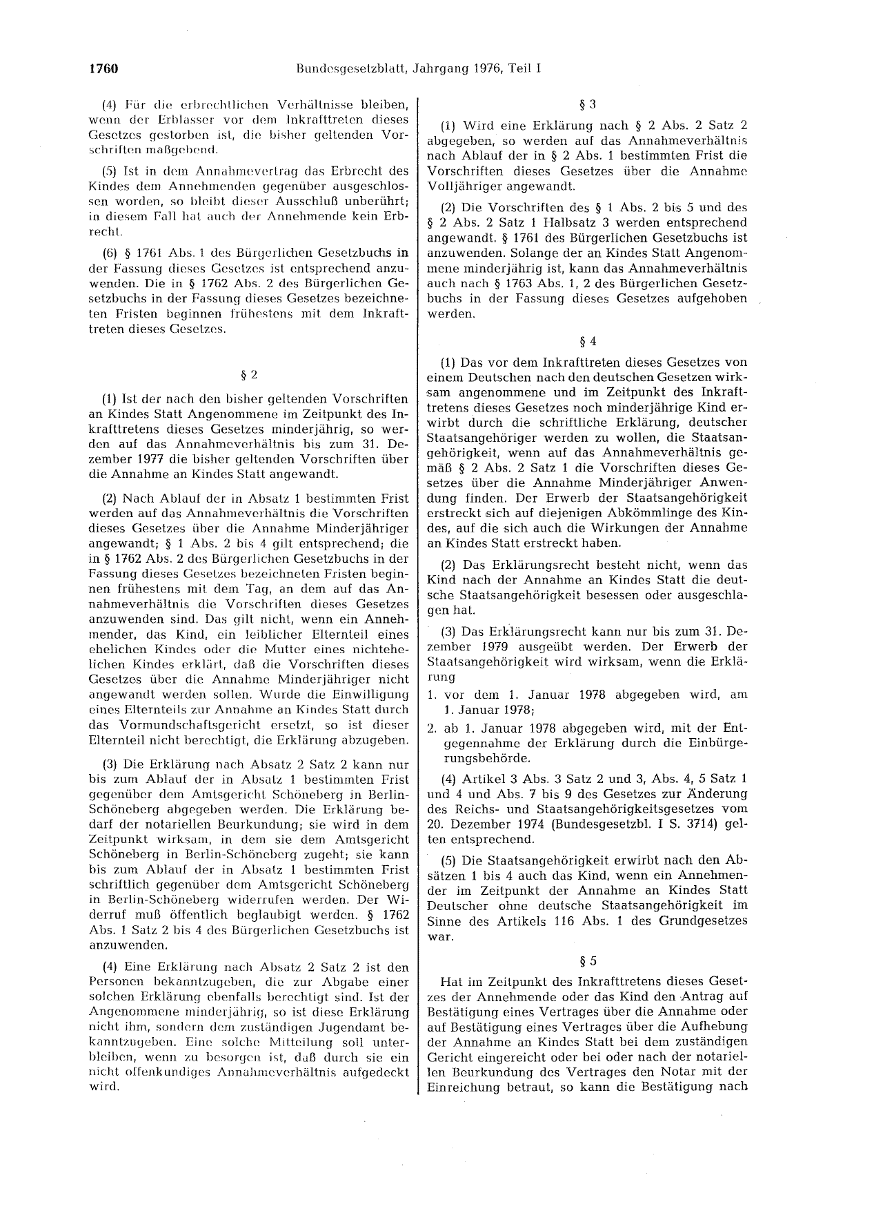 BGBl. 1976, Seite 1760 — Originalseite als Abbildung