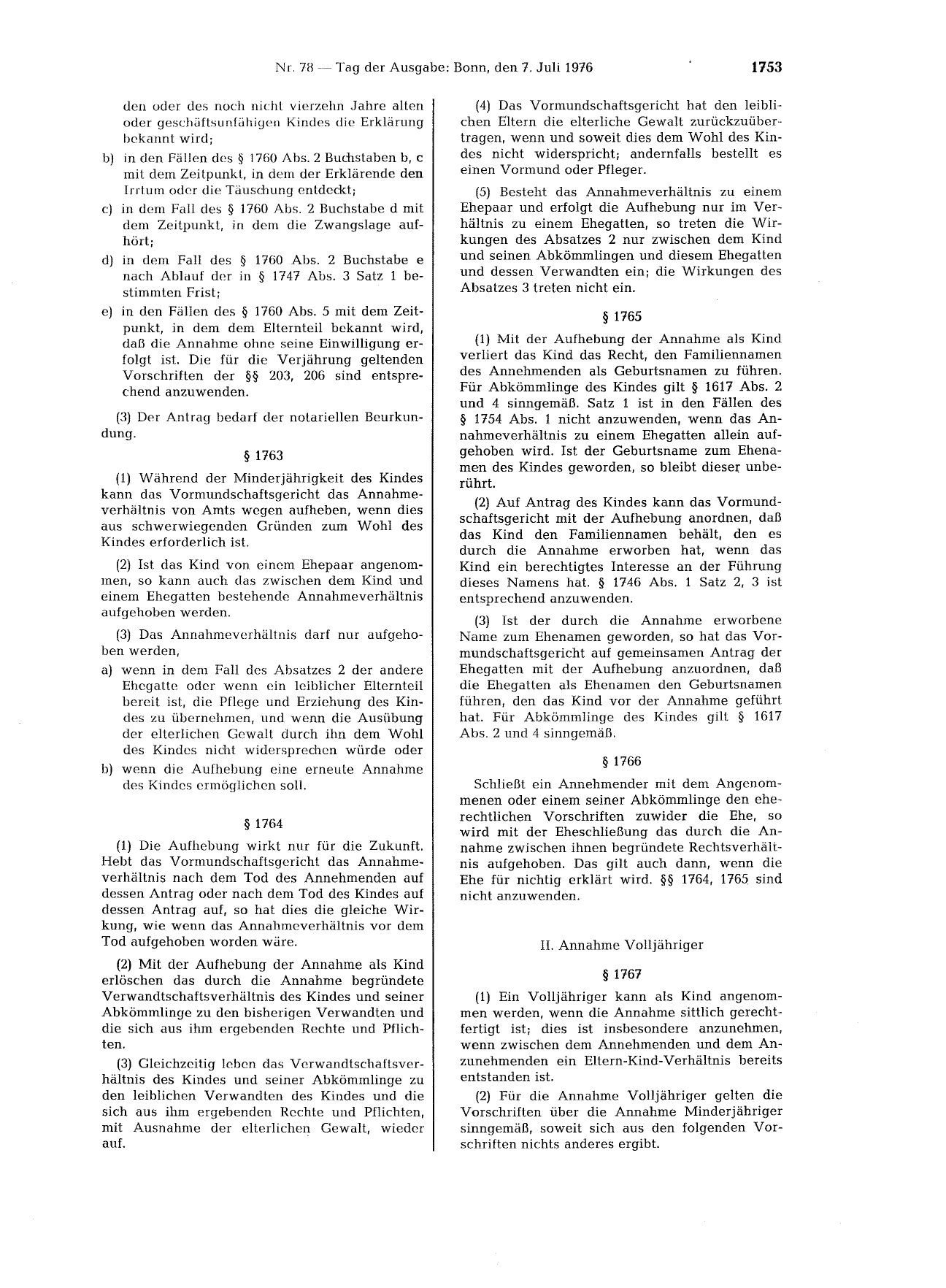 BGBl. 1976, Seite 1753 — Originalseite als Abbildung