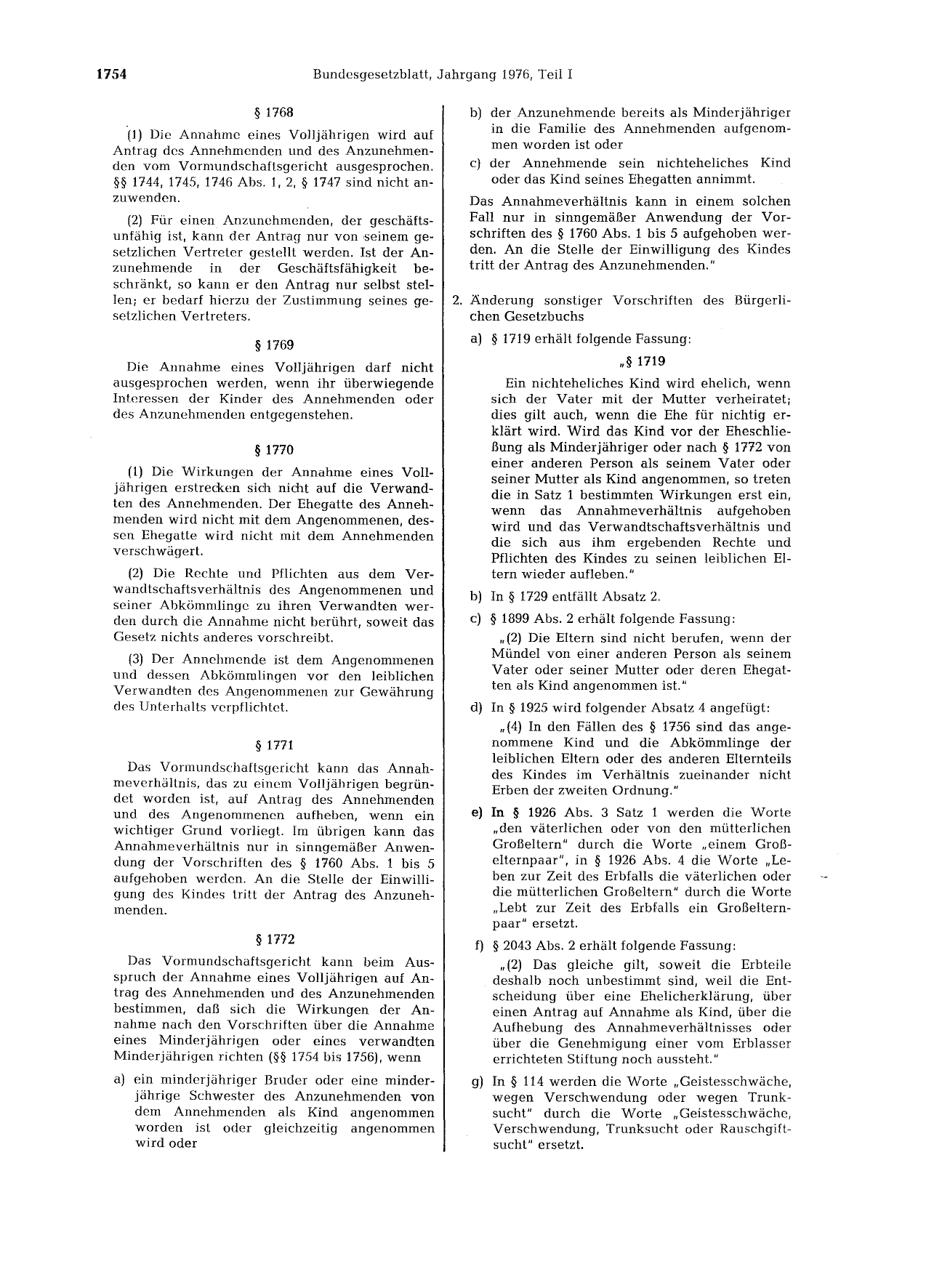 BGBl. 1976, Seite 1754 — Originalseite als Abbildung