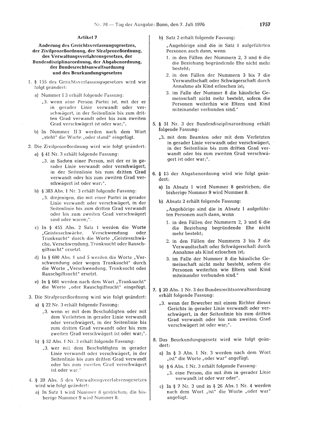 BGBl. 1976, Seite 1757 — Originalseite als Abbildung