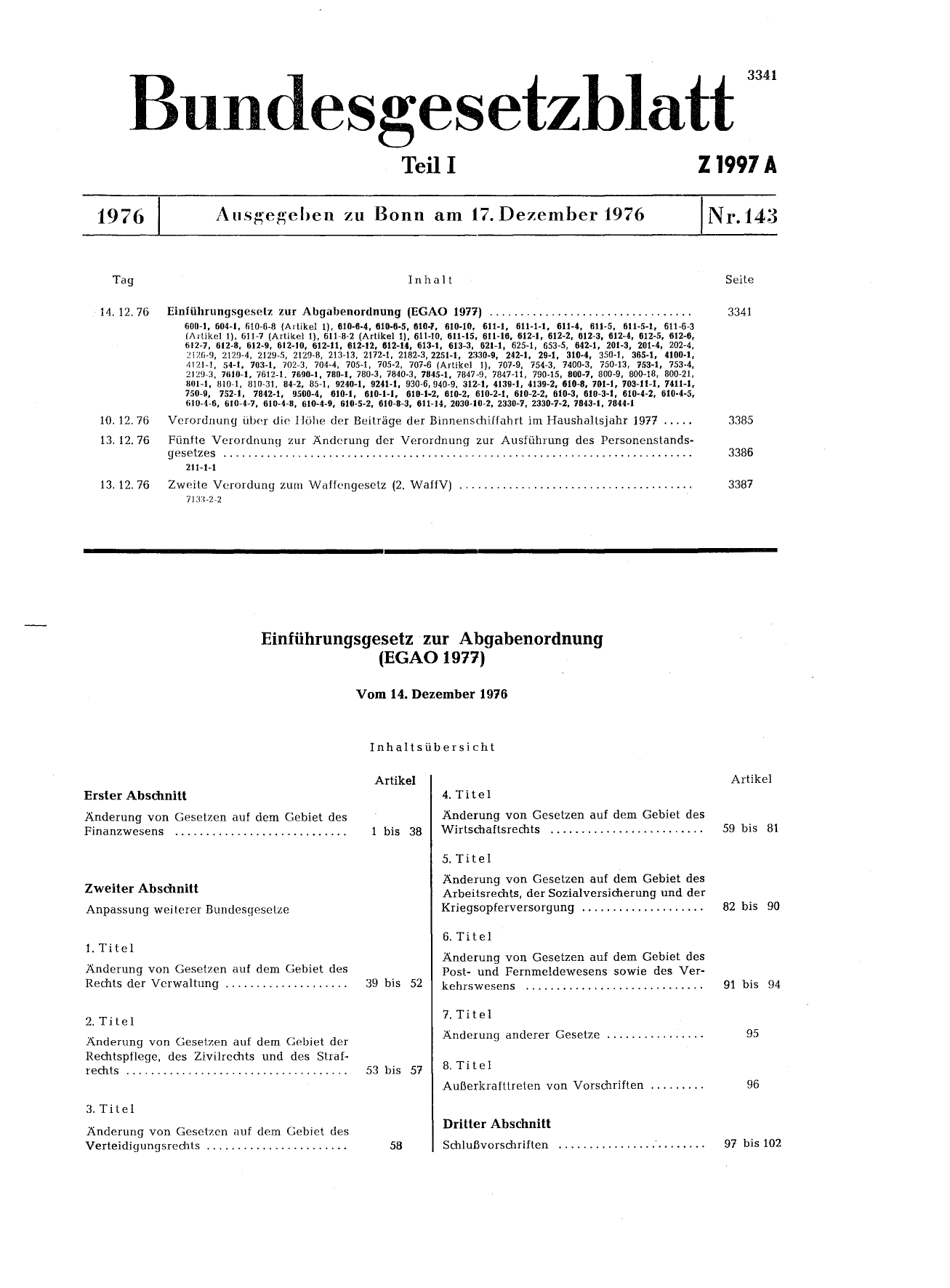 BGBl. 1976, Seite 3341 — Originalseite als Abbildung