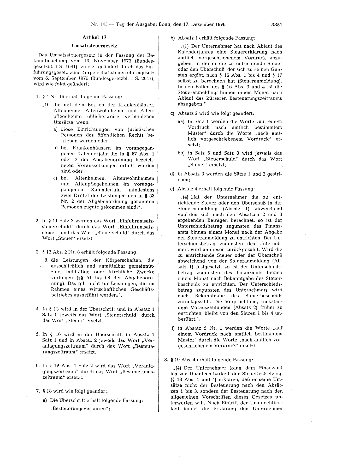 BGBl. 1976, Seite 3351 — Originalseite als Abbildung