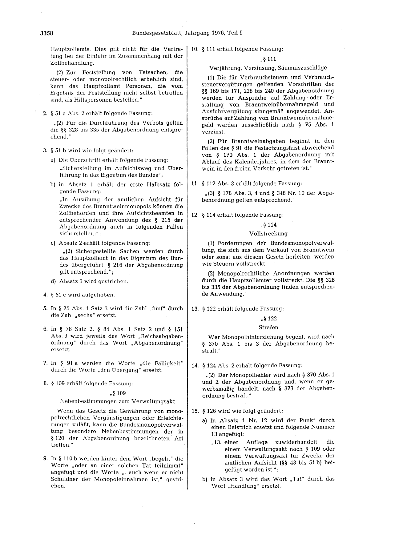 BGBl. 1976, Seite 3358 — Originalseite als Abbildung