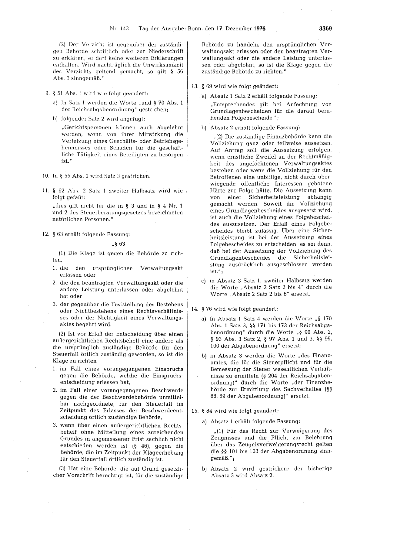 BGBl. 1976, Seite 3369 — Originalseite als Abbildung