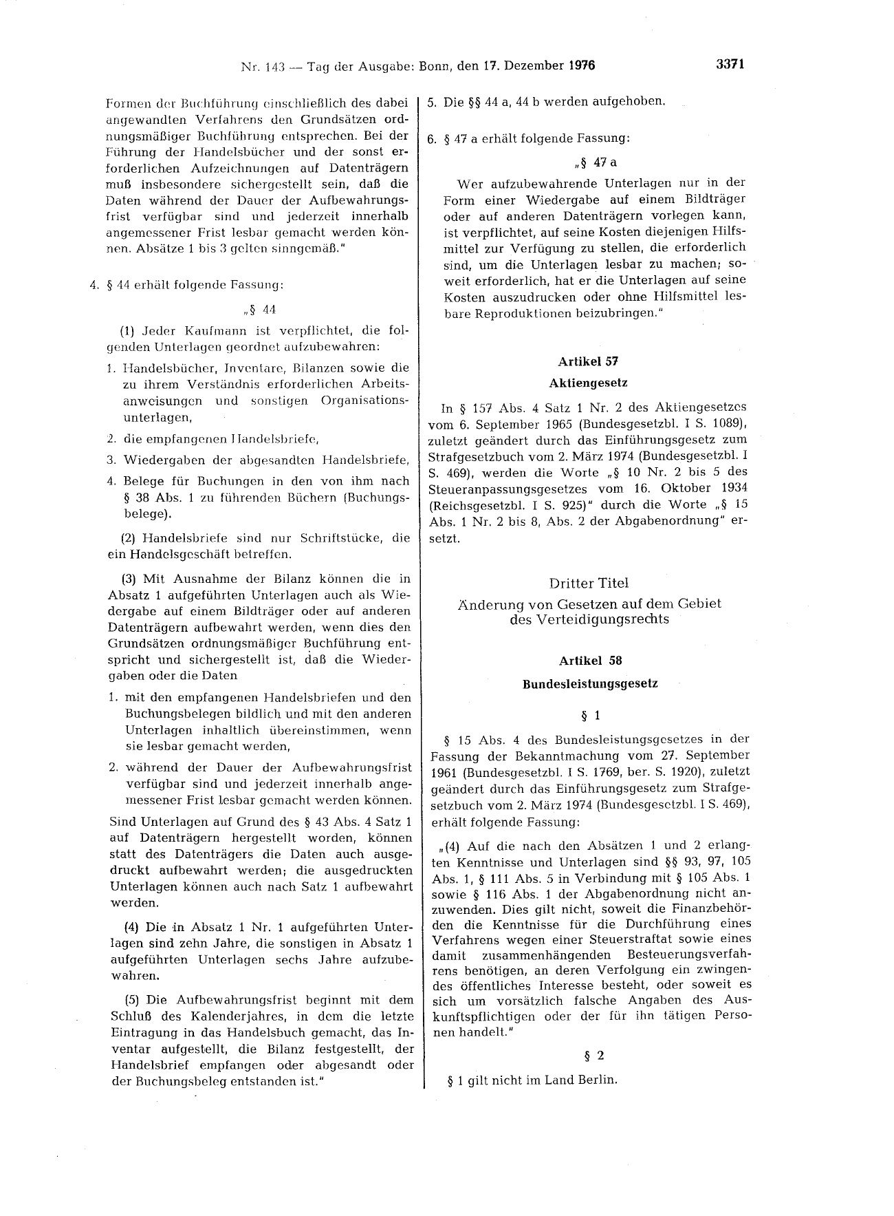 BGBl. 1976, Seite 3371 — Originalseite als Abbildung