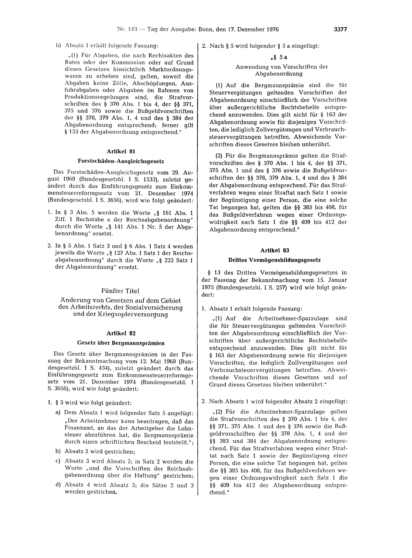 BGBl. 1976, Seite 3377 — Originalseite als Abbildung