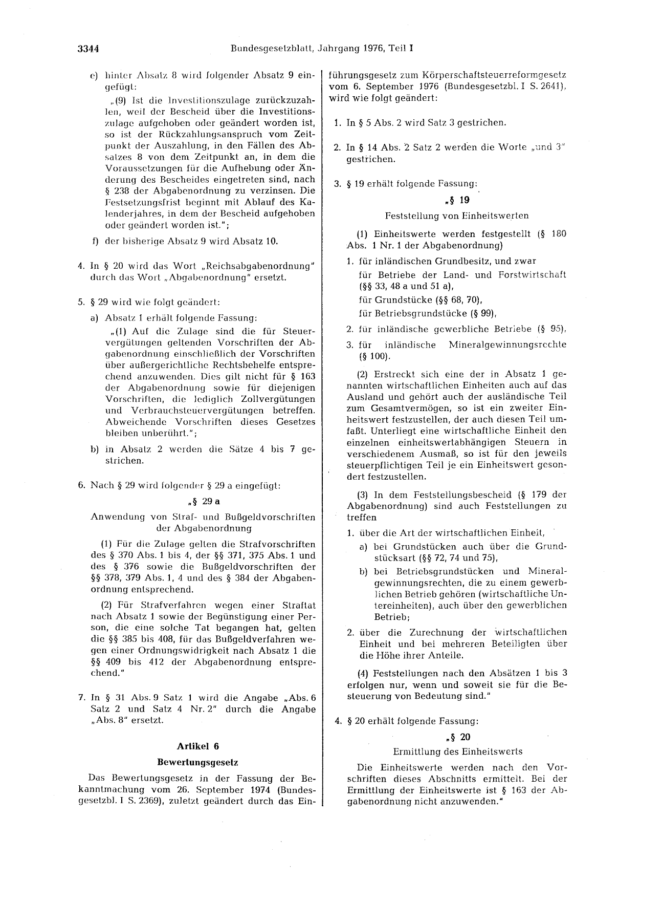 BGBl. 1976, Seite 3344 — Originalseite als Abbildung