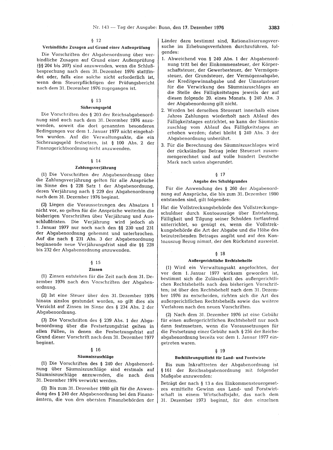 BGBl. 1976, Seite 3383 — Originalseite als Abbildung