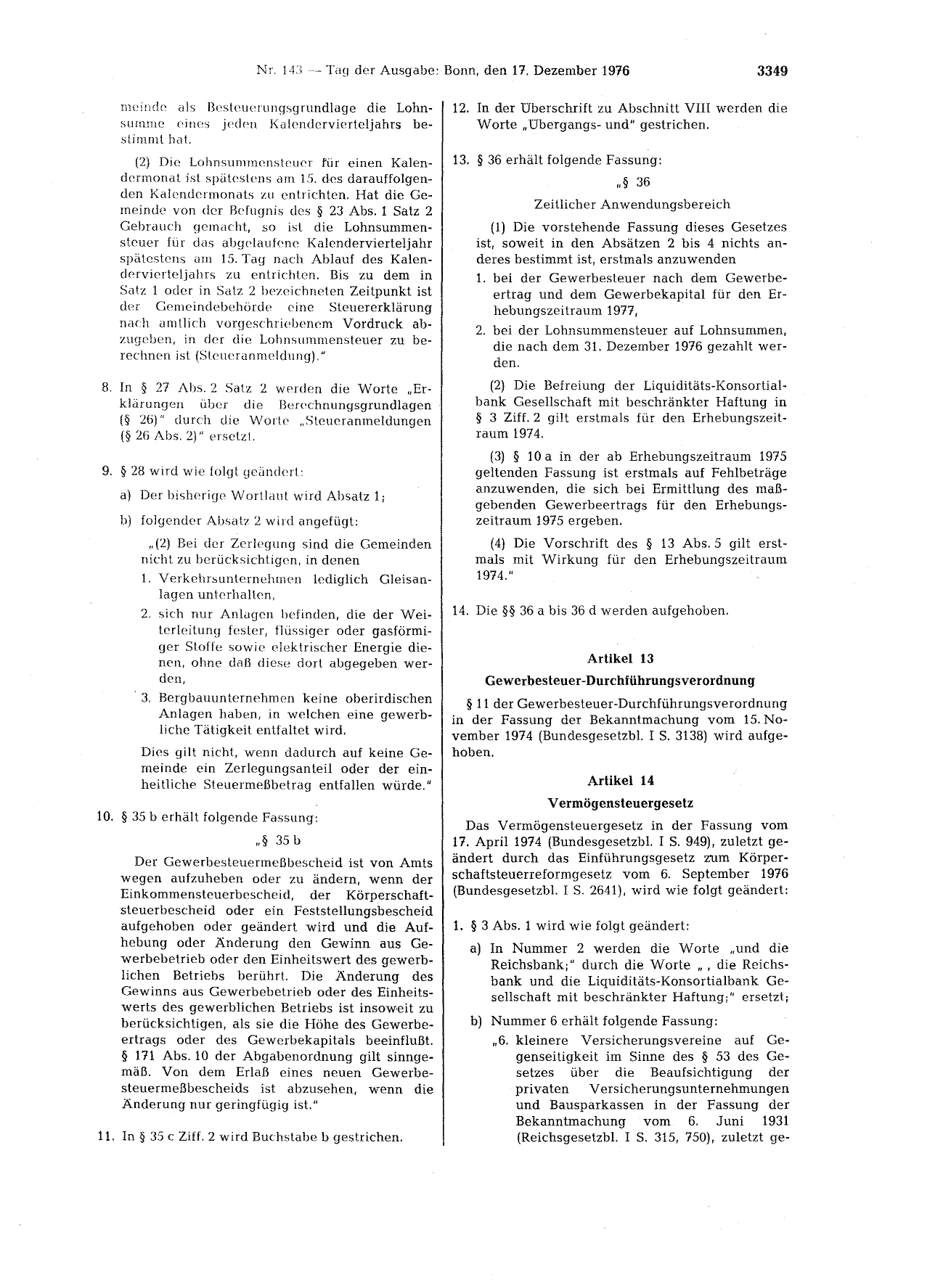 BGBl. 1976, Seite 3349 — Originalseite als Abbildung