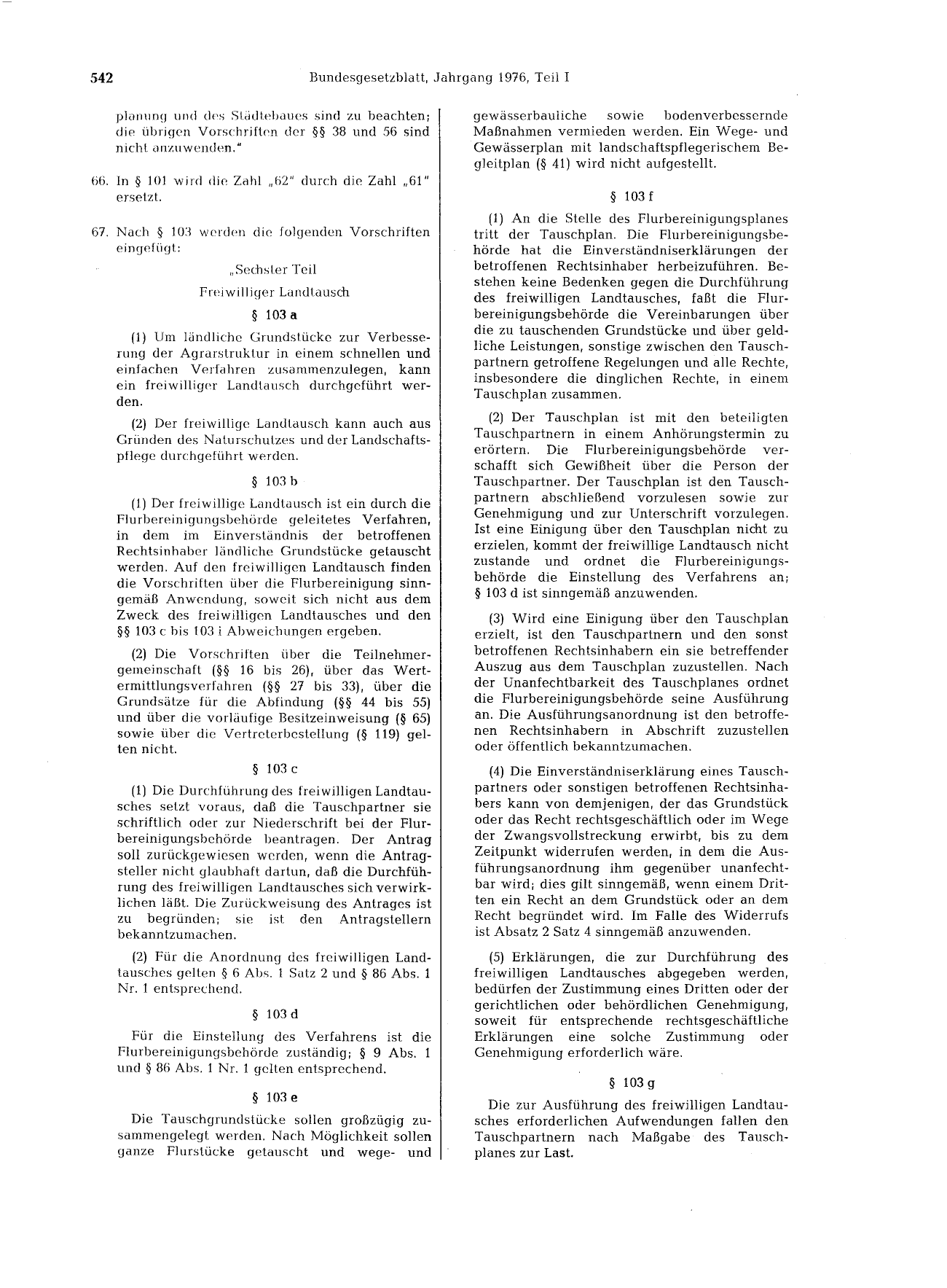 BGBl. 1976, Seite 542 — Originalseite als Abbildung