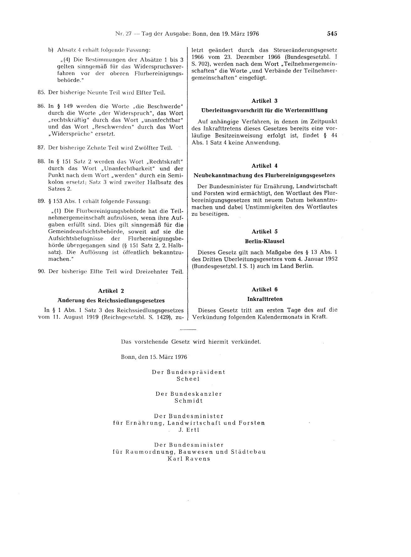 BGBl. 1976, Seite 545 — Originalseite als Abbildung