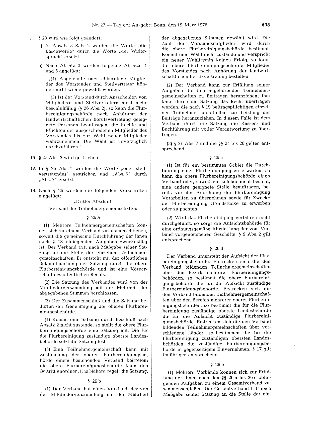 BGBl. 1976, Seite 535 — Originalseite als Abbildung