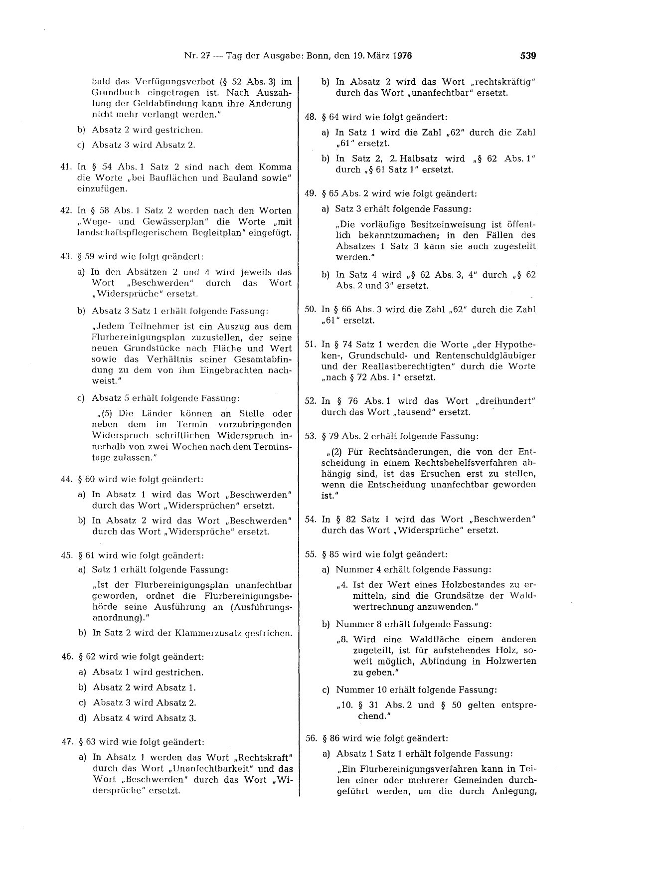 BGBl. 1976, Seite 539 — Originalseite als Abbildung