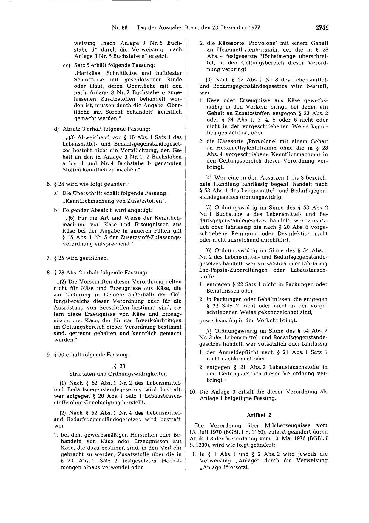 BGBl. 1977, Seite 2739 — Originalseite als Abbildung