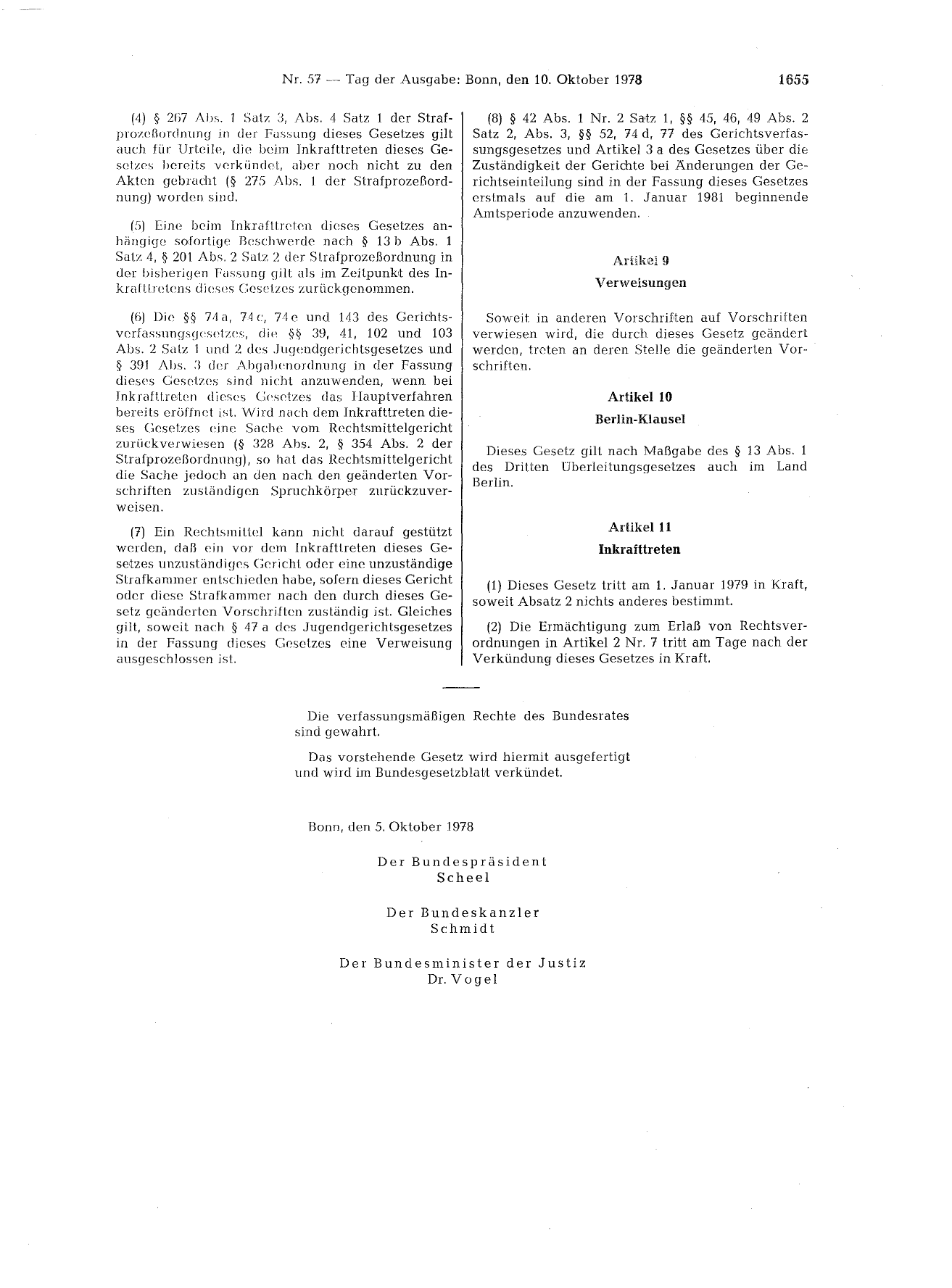 BGBl. 1978, Seite 1655 — Originalseite als Abbildung