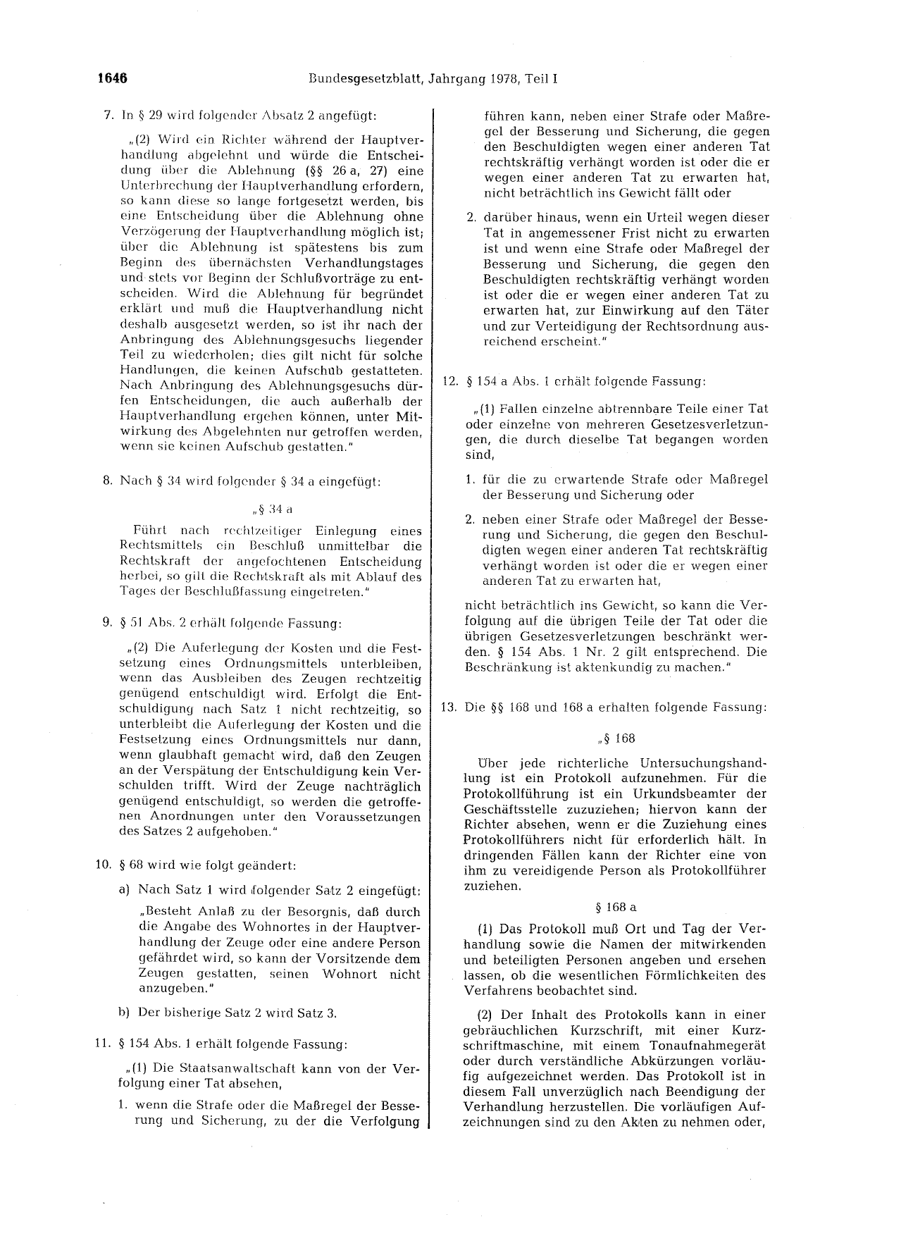 BGBl. 1978, Seite 1646 — Originalseite als Abbildung