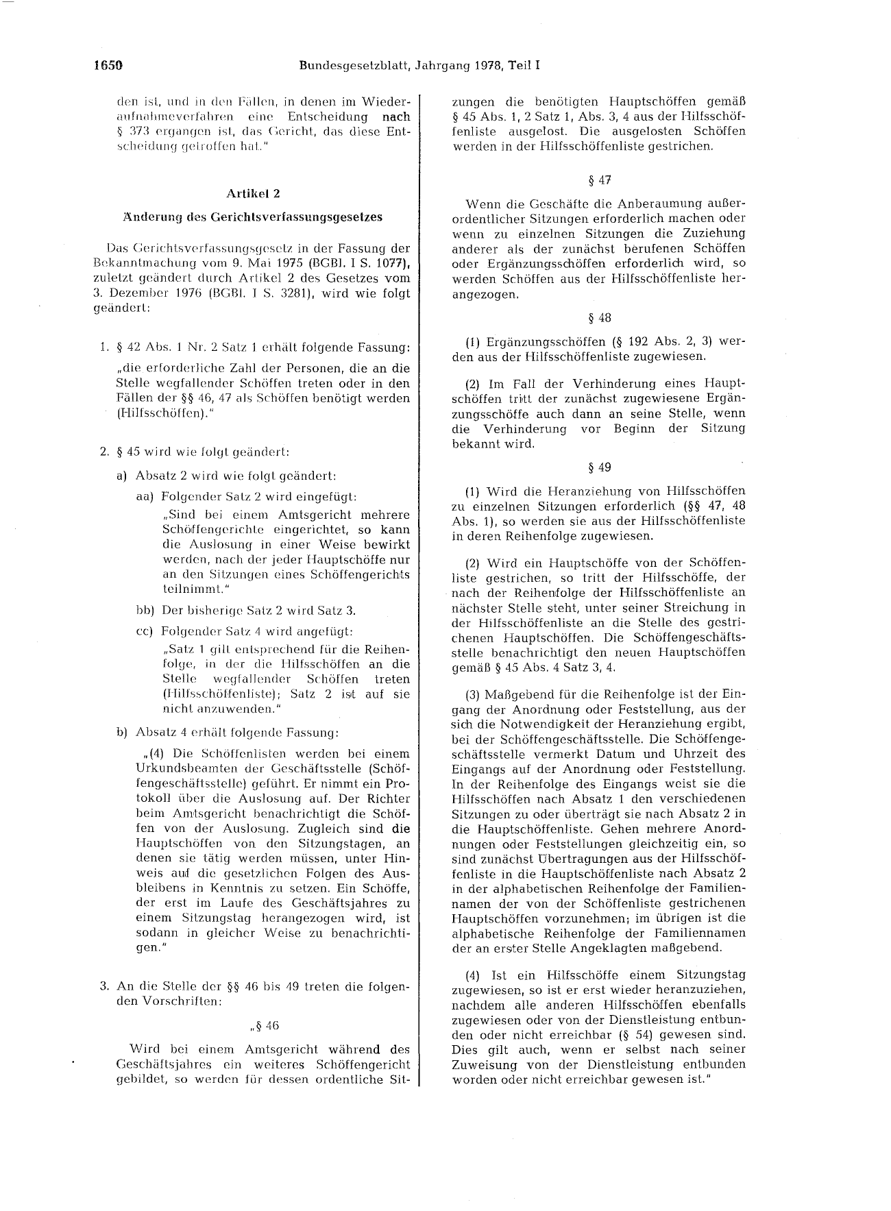 BGBl. 1978, Seite 1650 — Originalseite als Abbildung