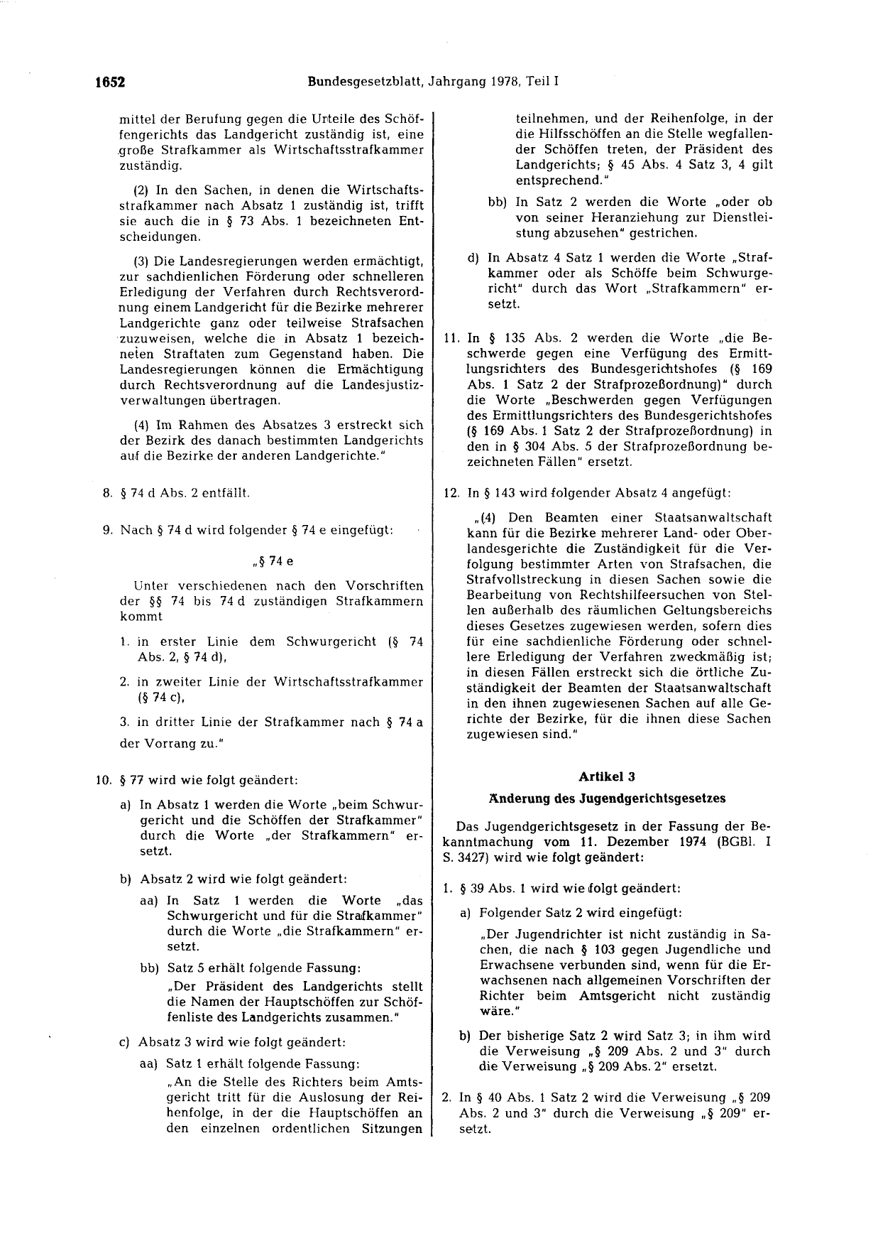 BGBl. 1978, Seite 1652 — Originalseite als Abbildung
