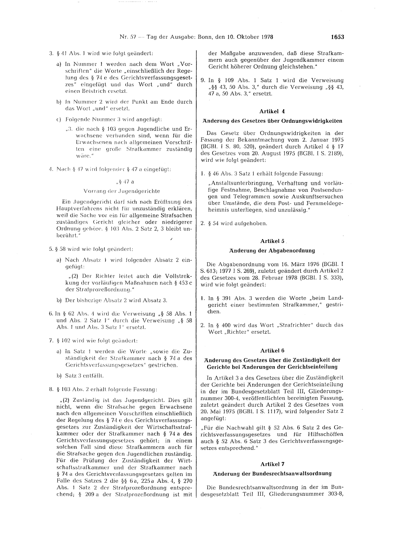 BGBl. 1978, Seite 1653 — Originalseite als Abbildung