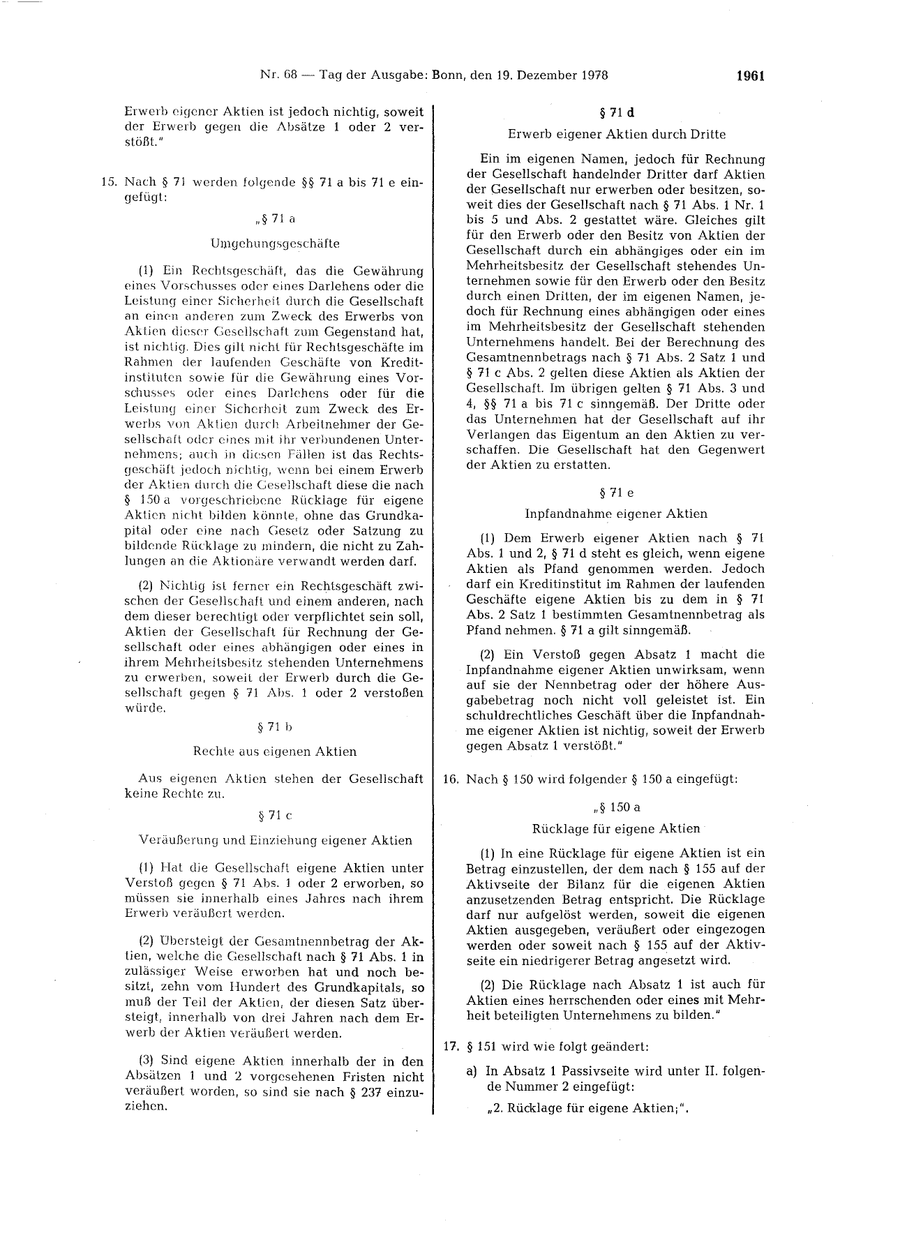 BGBl. 1978, Seite 1961 — Originalseite als Abbildung