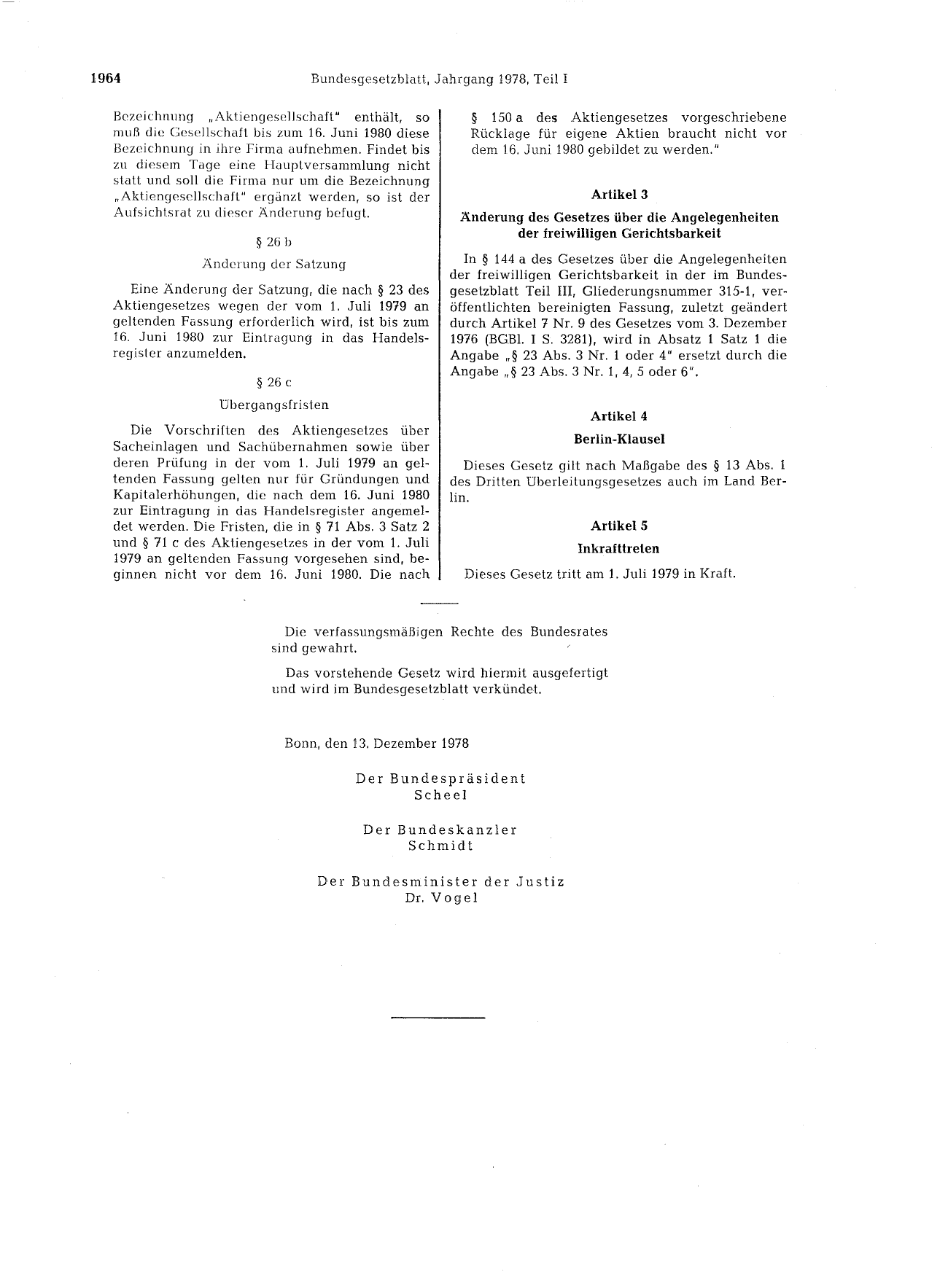 BGBl. 1978, Seite 1964 — Originalseite als Abbildung