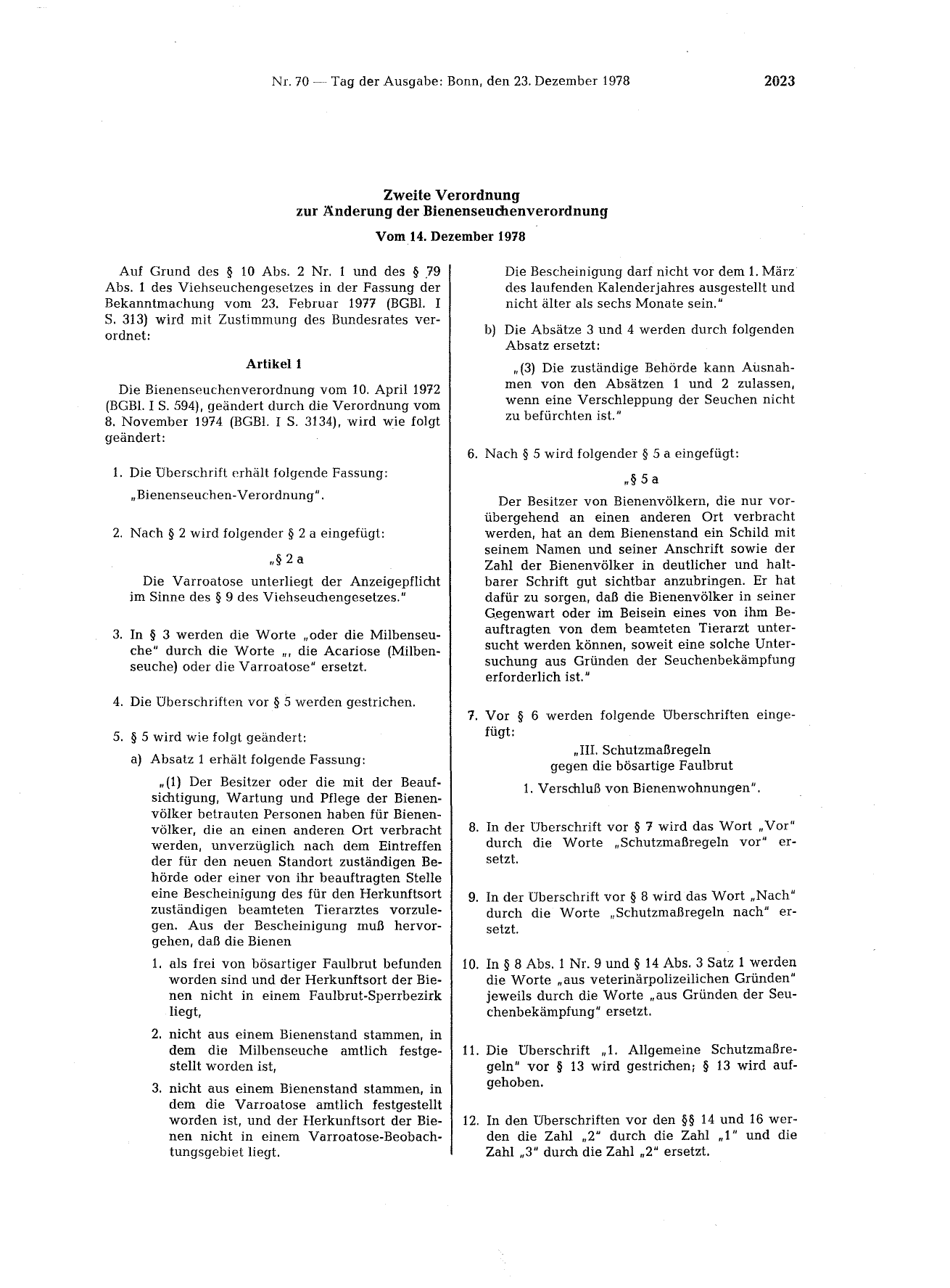 BGBl. 1978, Seite 2023 — Originalseite als Abbildung