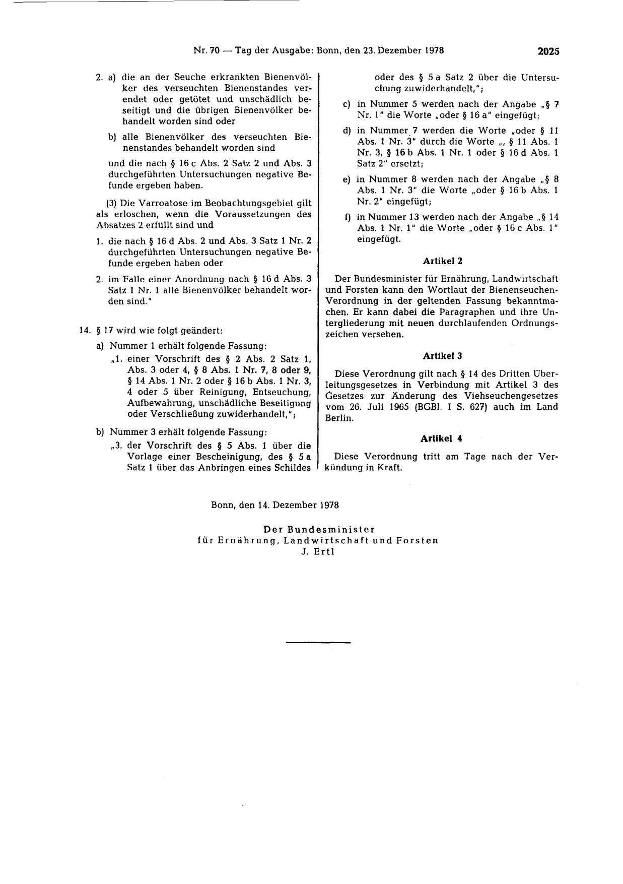 BGBl. 1978, Seite 2025 — Originalseite als Abbildung