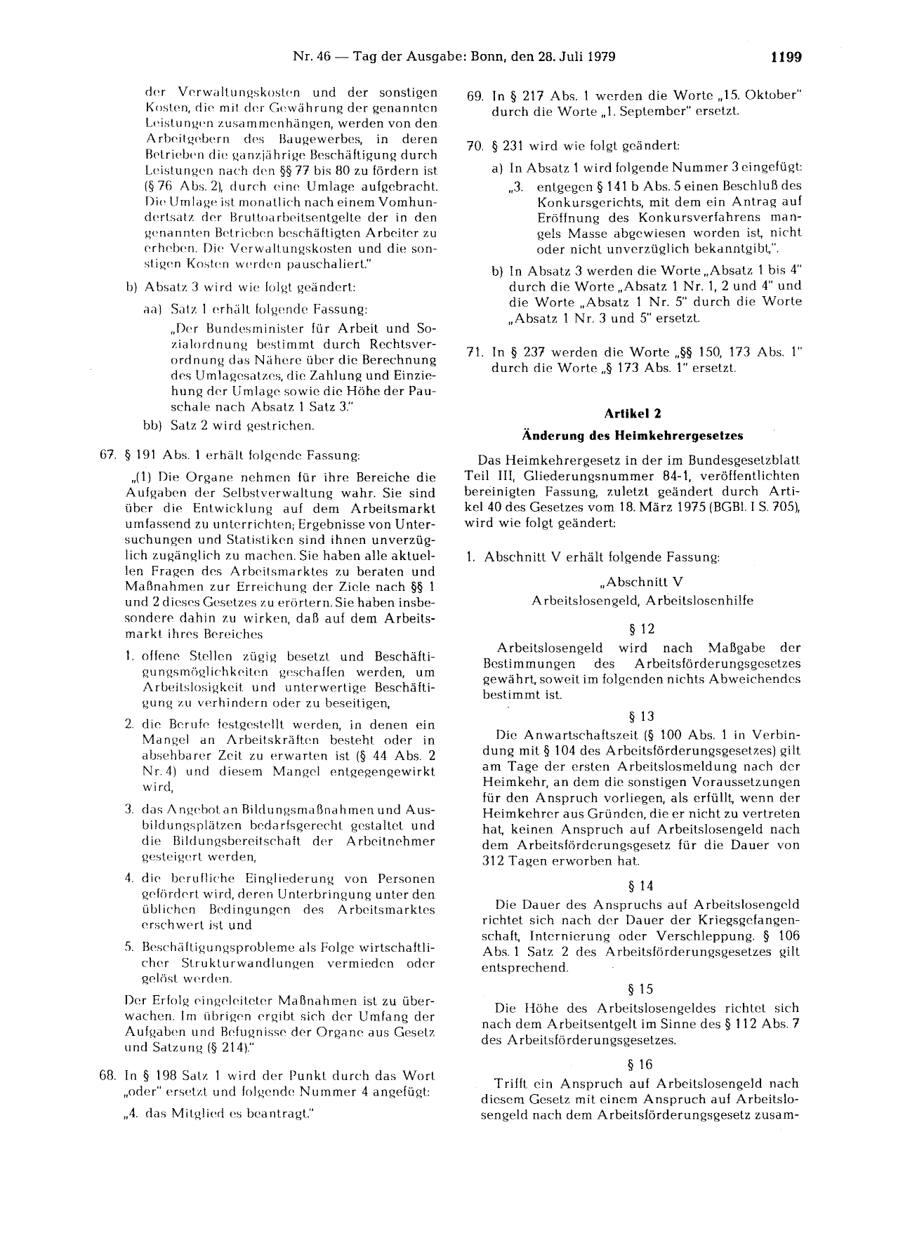 BGBl. 1979, Seite 1199 — Originalseite als Abbildung