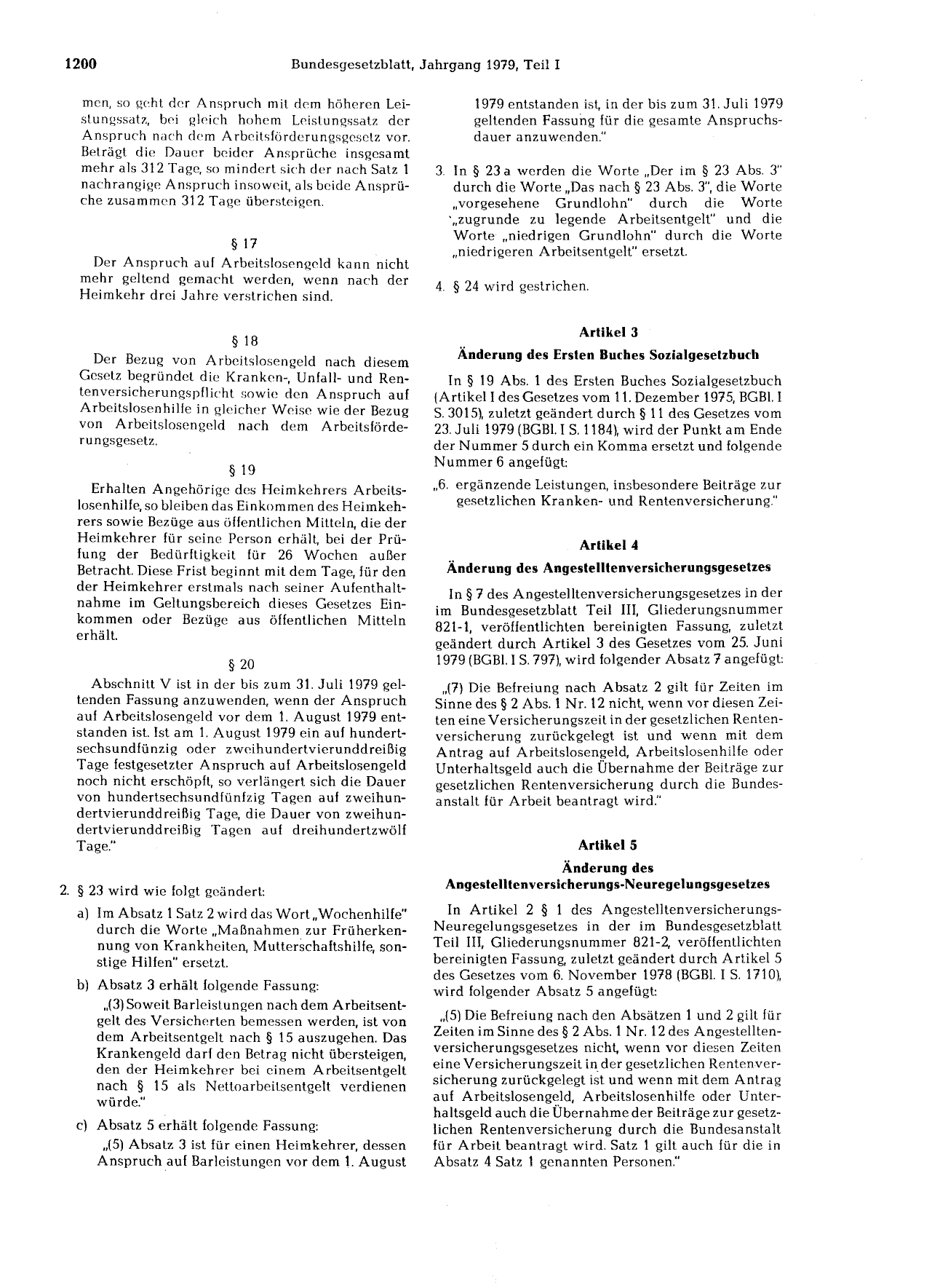BGBl. 1979, Seite 1200 — Originalseite als Abbildung