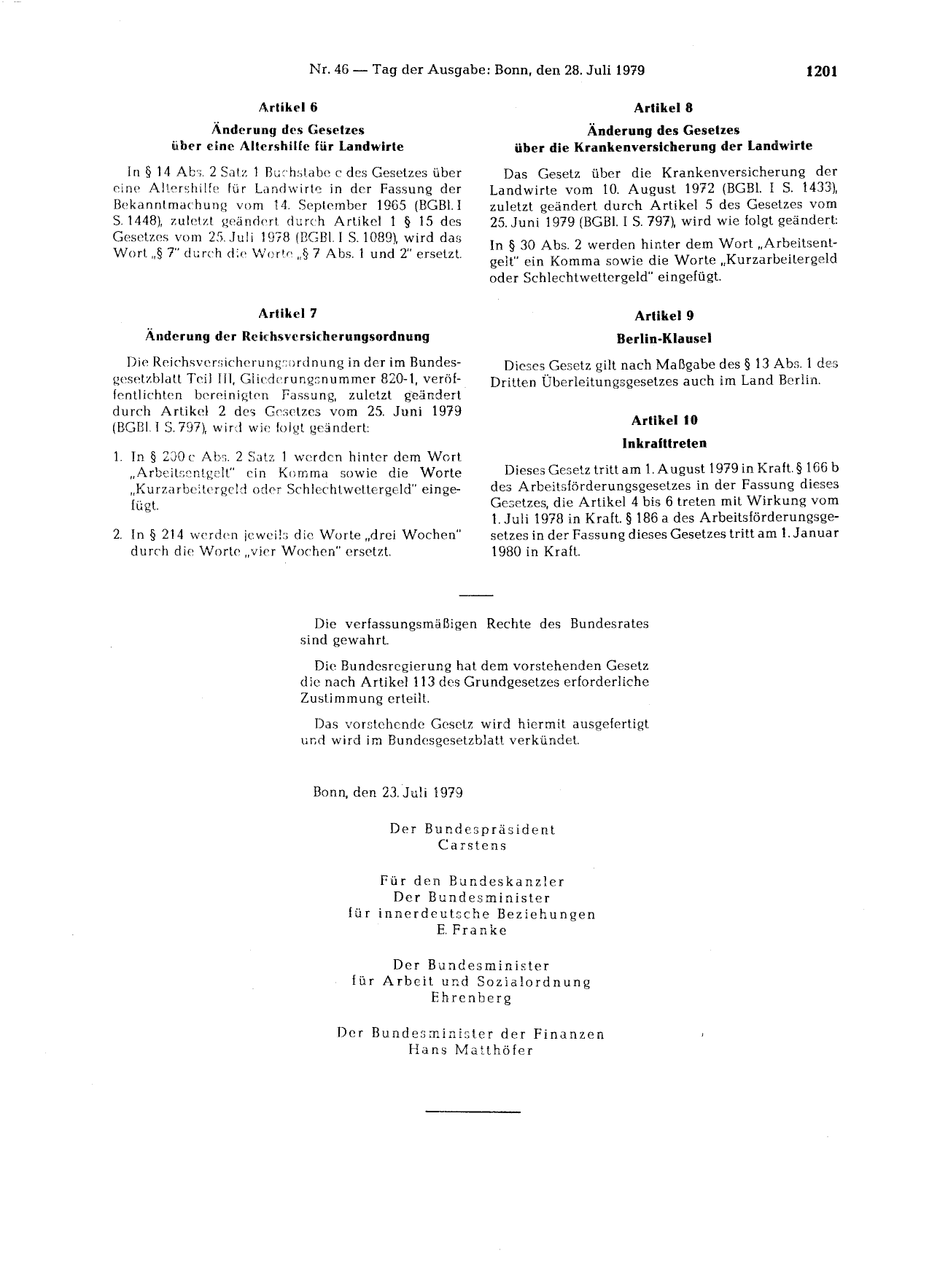 BGBl. 1979, Seite 1201 — Originalseite als Abbildung