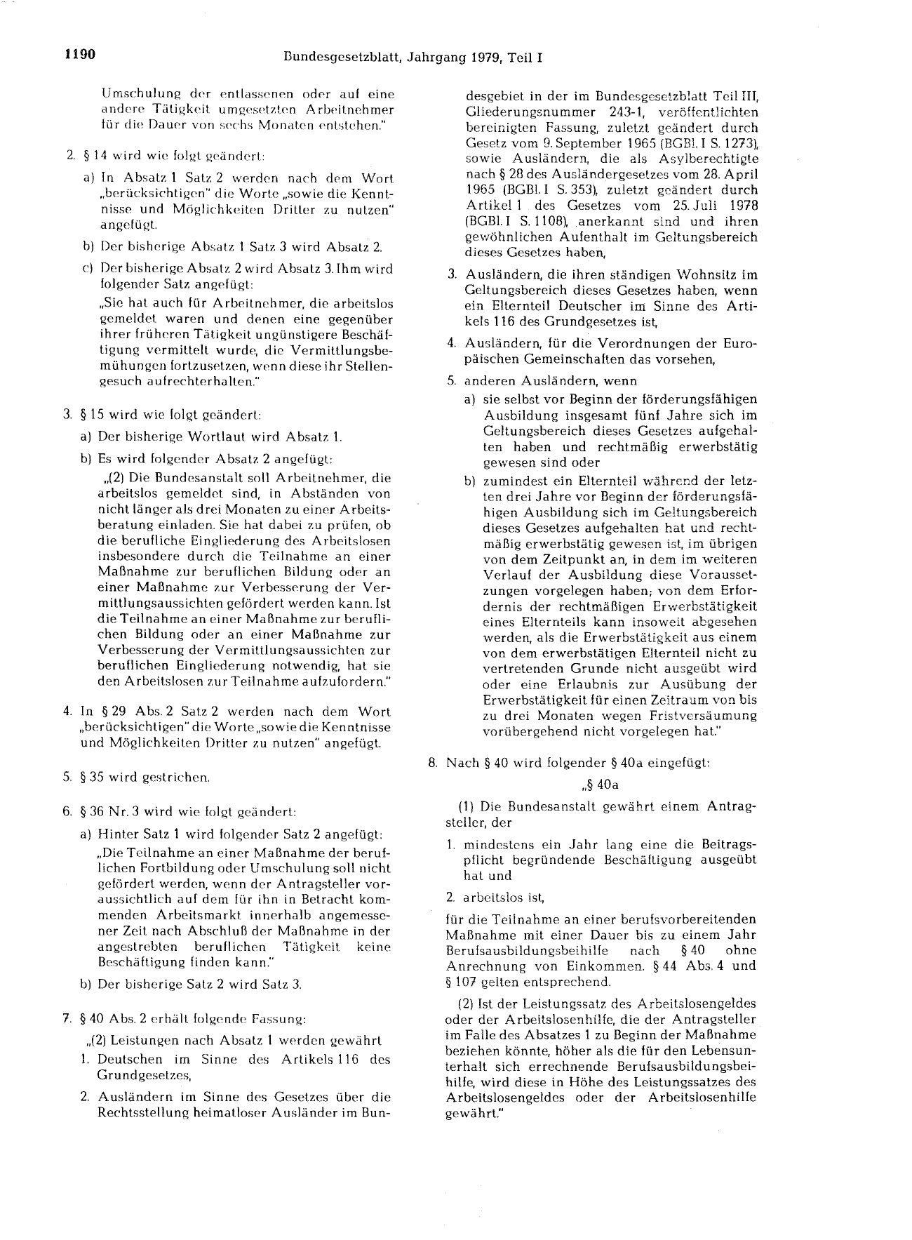 BGBl. 1979, Seite 1190 — Originalseite als Abbildung