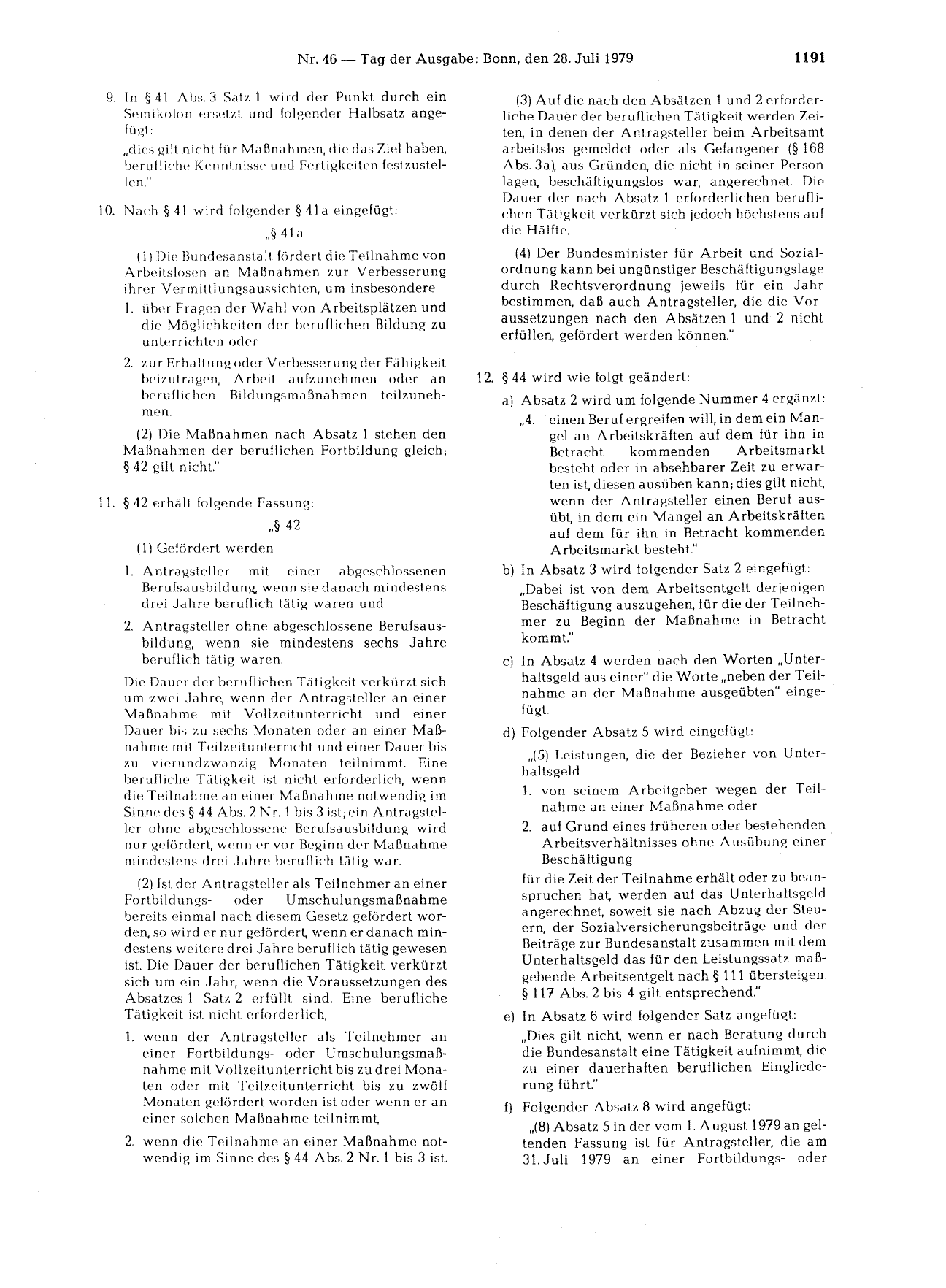 BGBl. 1979, Seite 1191 — Originalseite als Abbildung