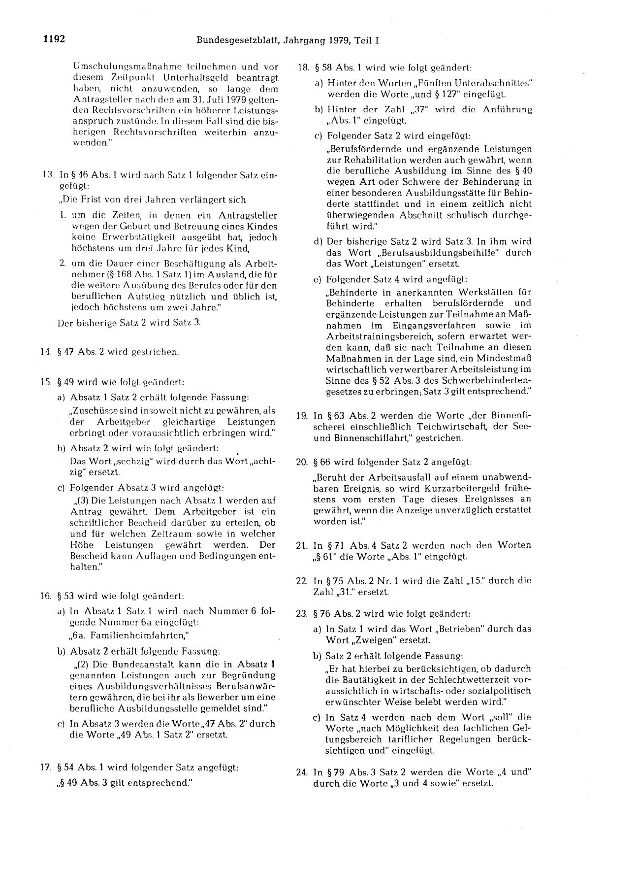 BGBl. 1979, Seite 1192 — Originalseite als Abbildung