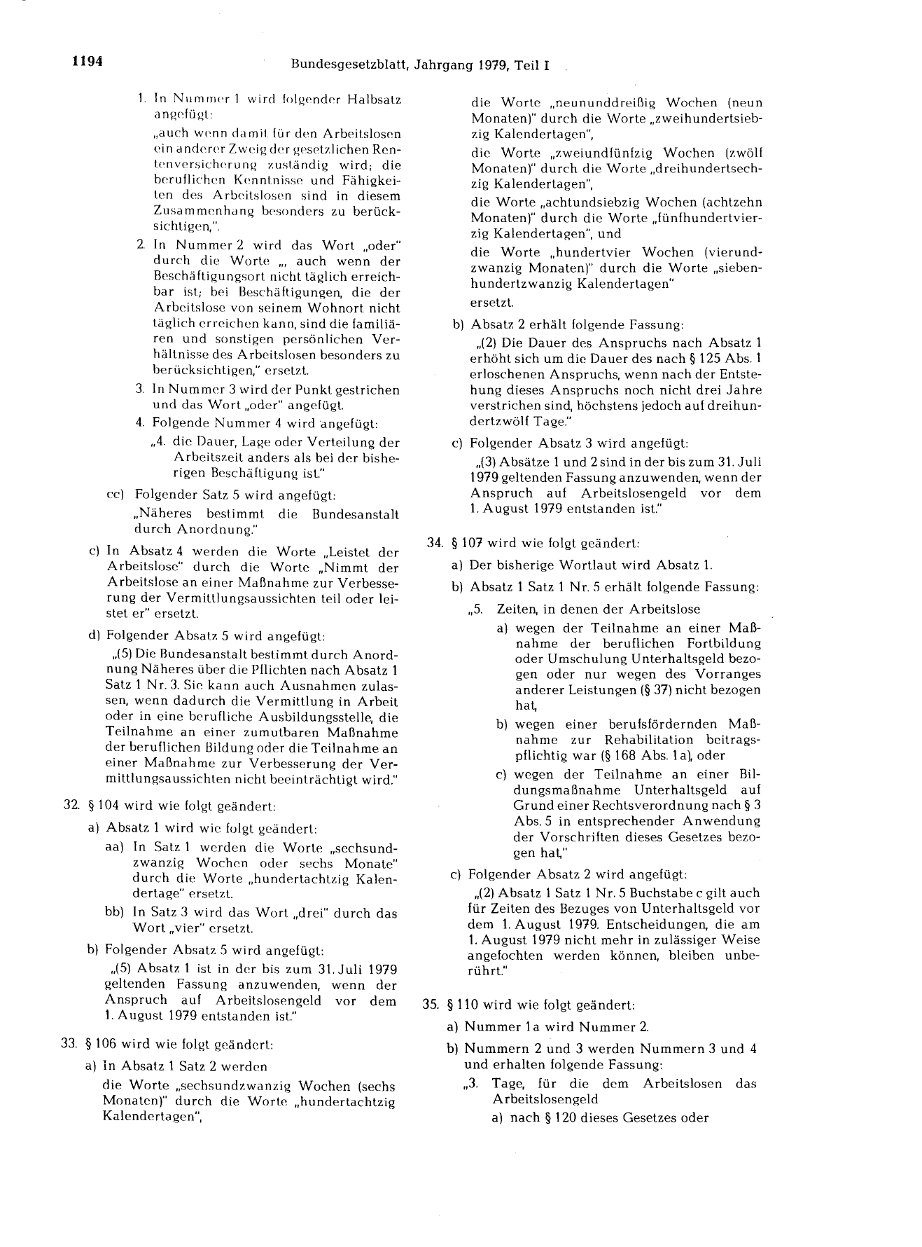 BGBl. 1979, Seite 1194 — Originalseite als Abbildung