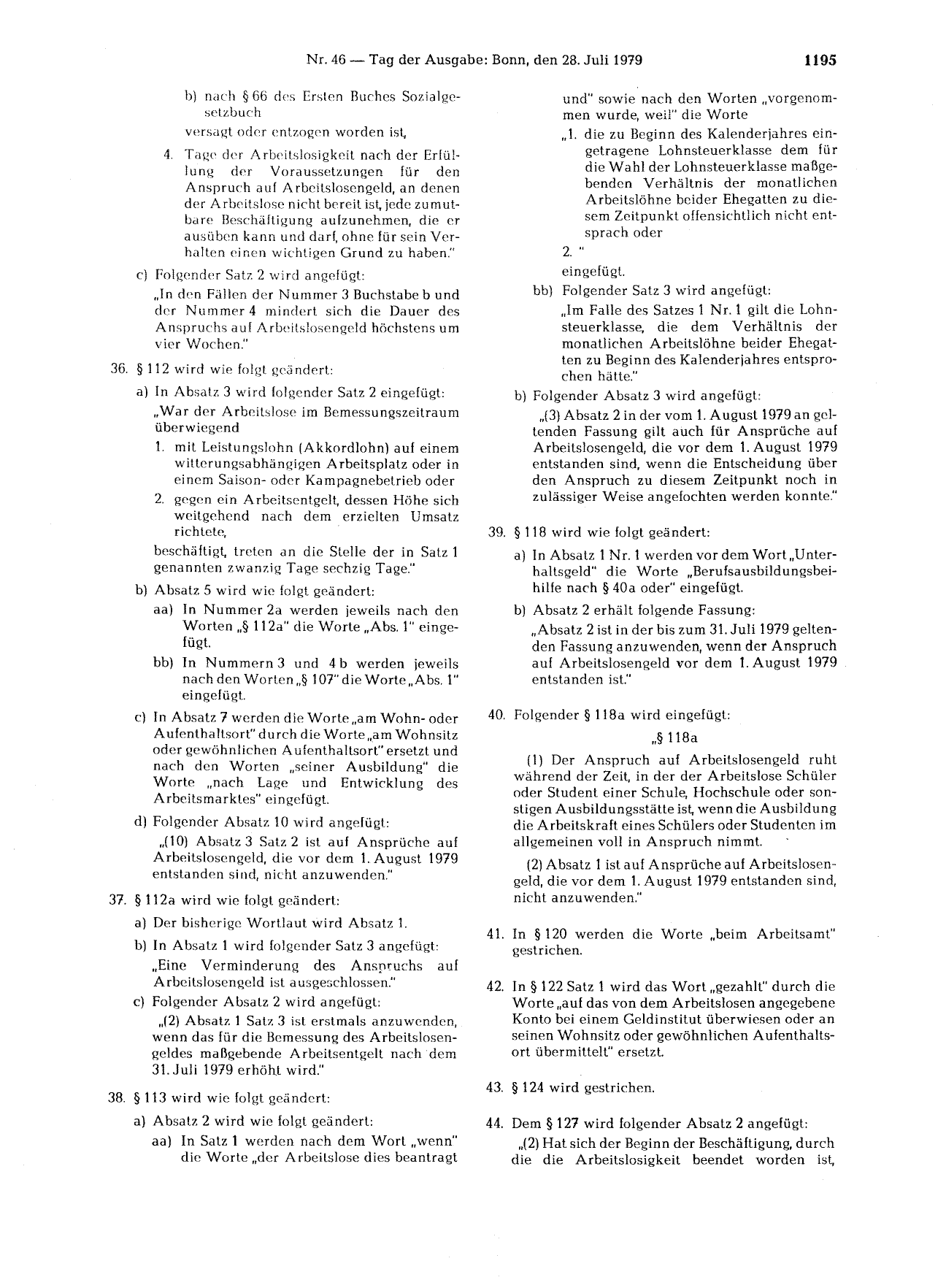 BGBl. 1979, Seite 1195 — Originalseite als Abbildung