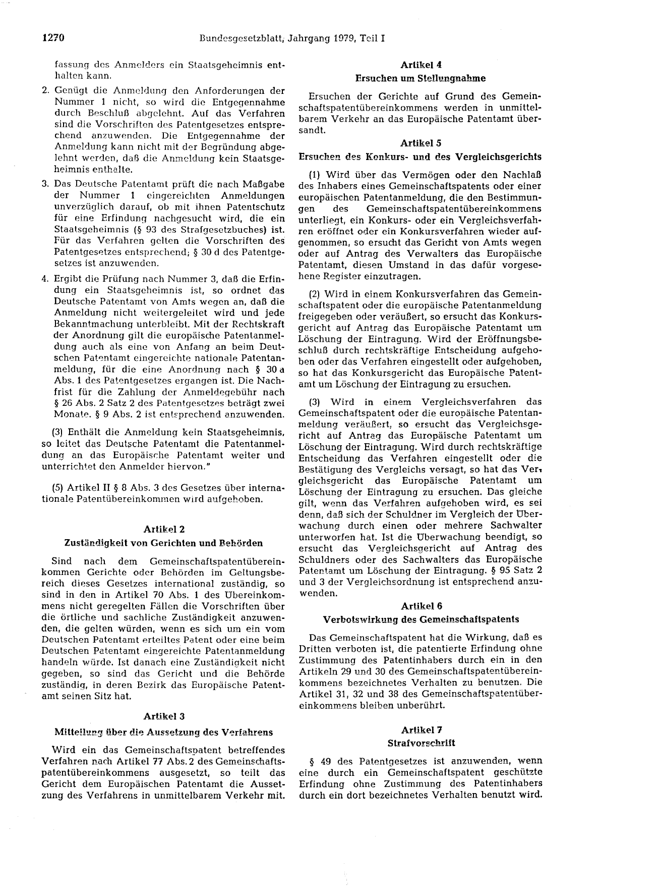 BGBl. 1979, Seite 1270 — Originalseite als Abbildung