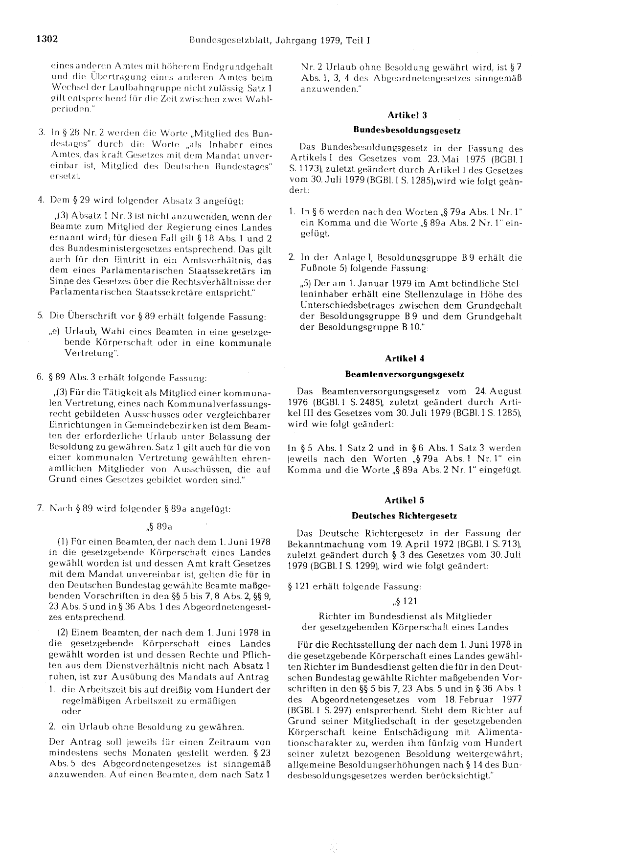 BGBl. 1979, Seite 1302 — Originalseite als Abbildung