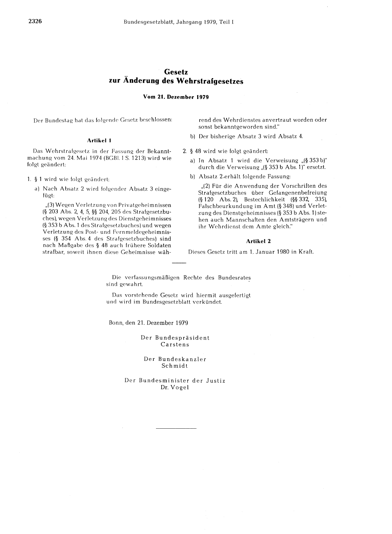 BGBl. 1979, Seite 2326 — Originalseite als Abbildung