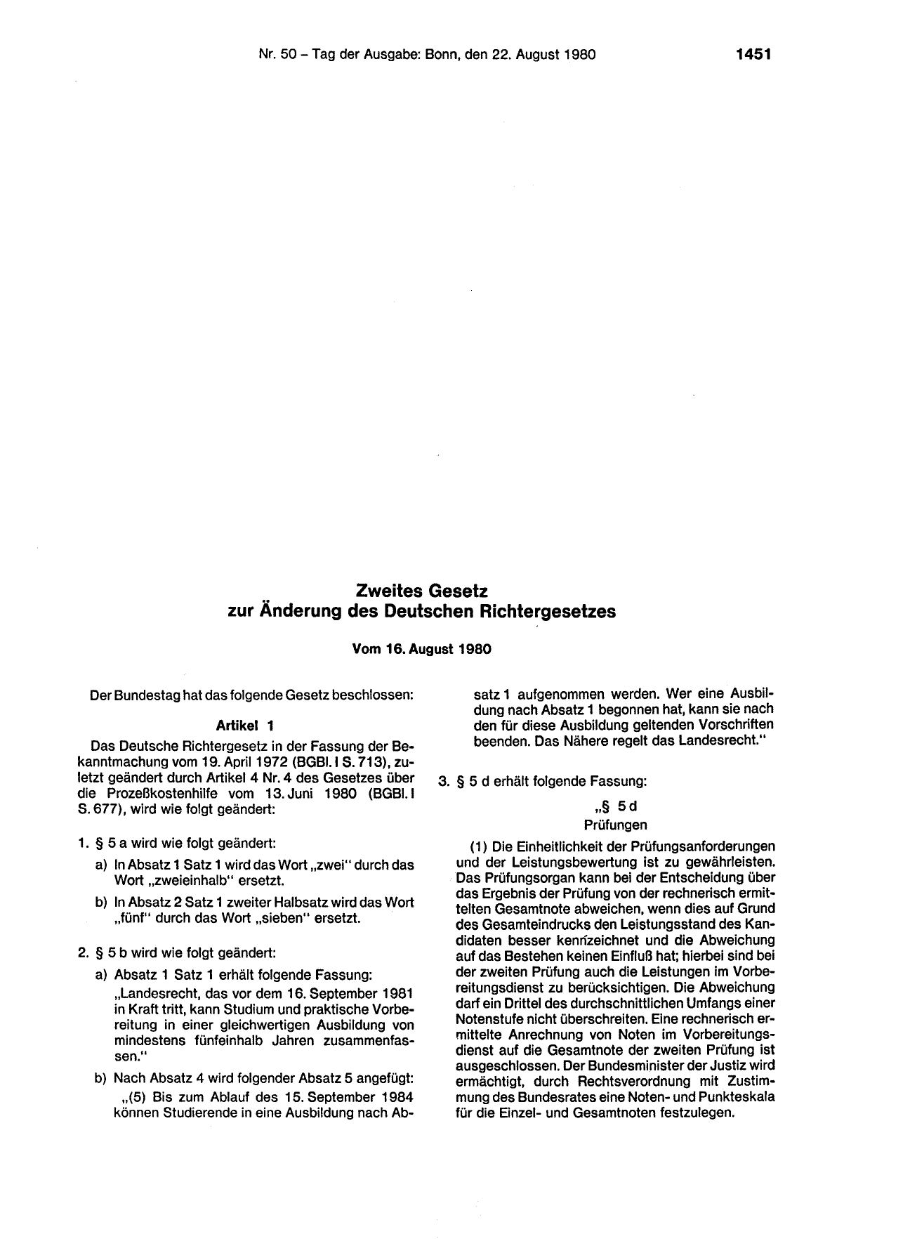 BGBl. 1980, Seite 1451 — Originalseite als Abbildung
