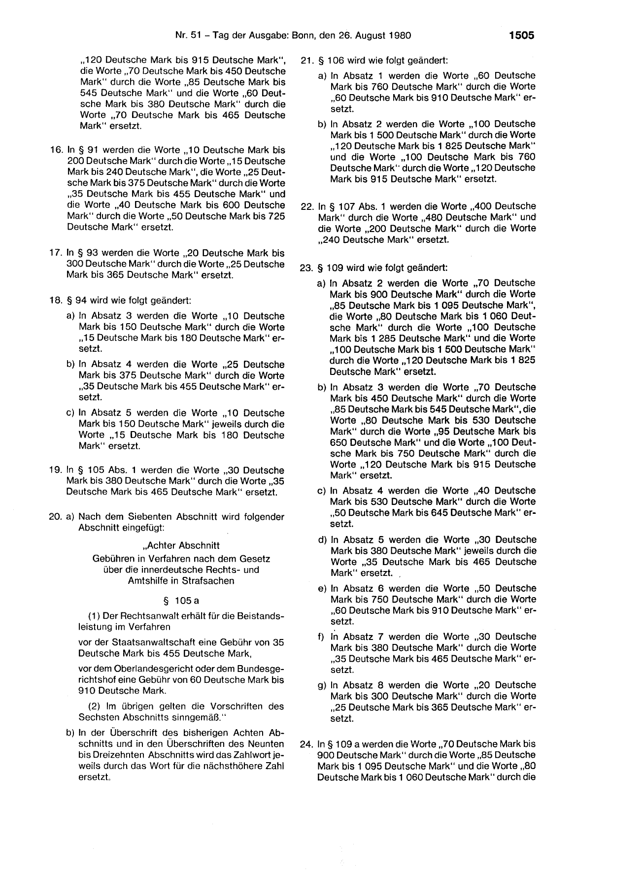 BGBl. 1980, Seite 1505 — Originalseite als Abbildung