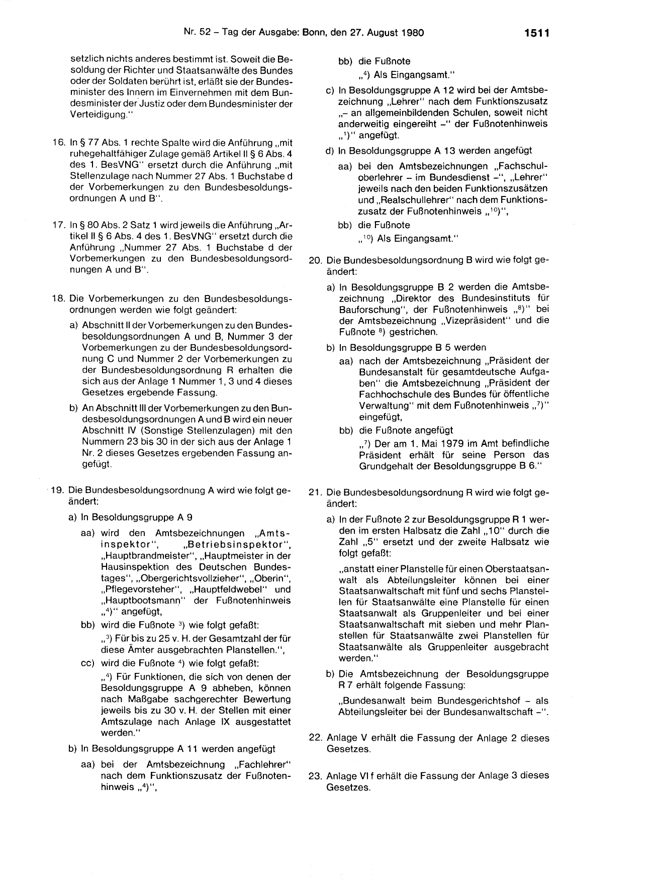 BGBl. 1980, Seite 1511 — Originalseite als Abbildung