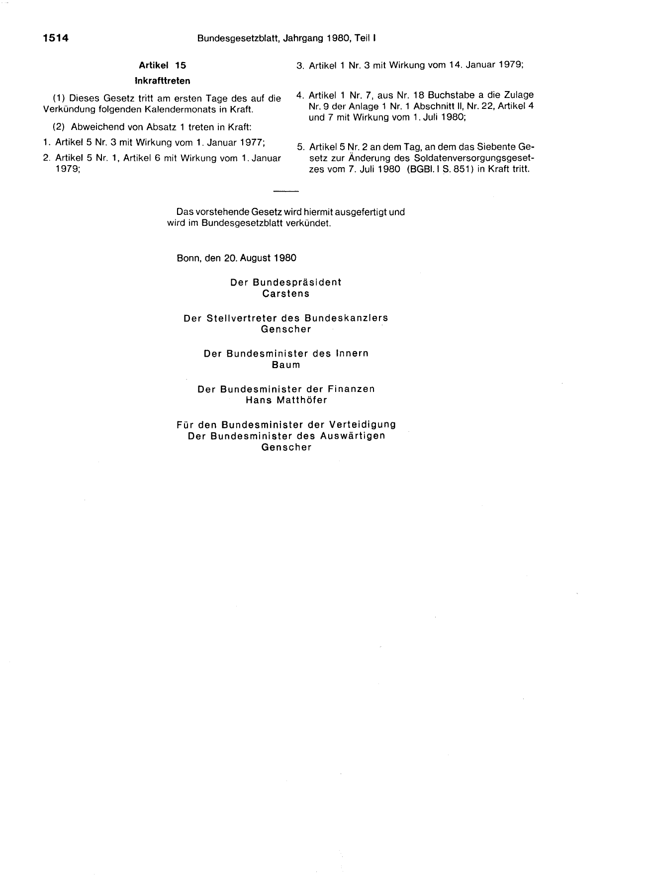 BGBl. 1980, Seite 1514 — Originalseite als Abbildung
